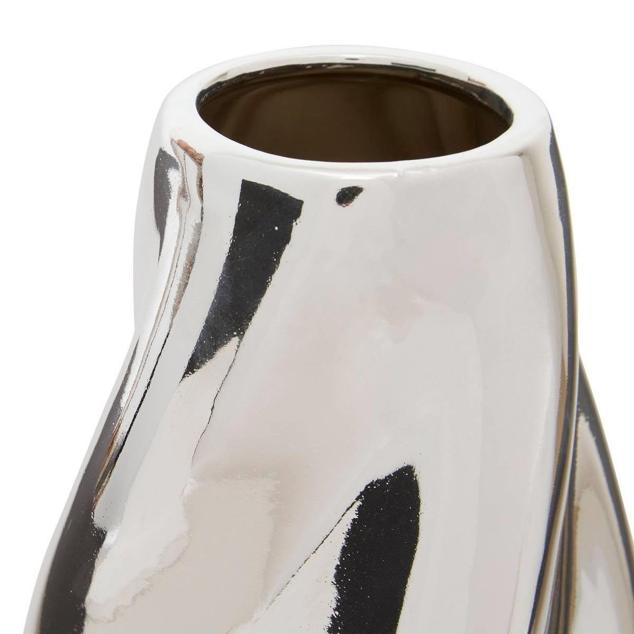 Voir la diapositive 2 : ATMOSPHERA Vase design torsadé en dolomite  sky  28cm argent