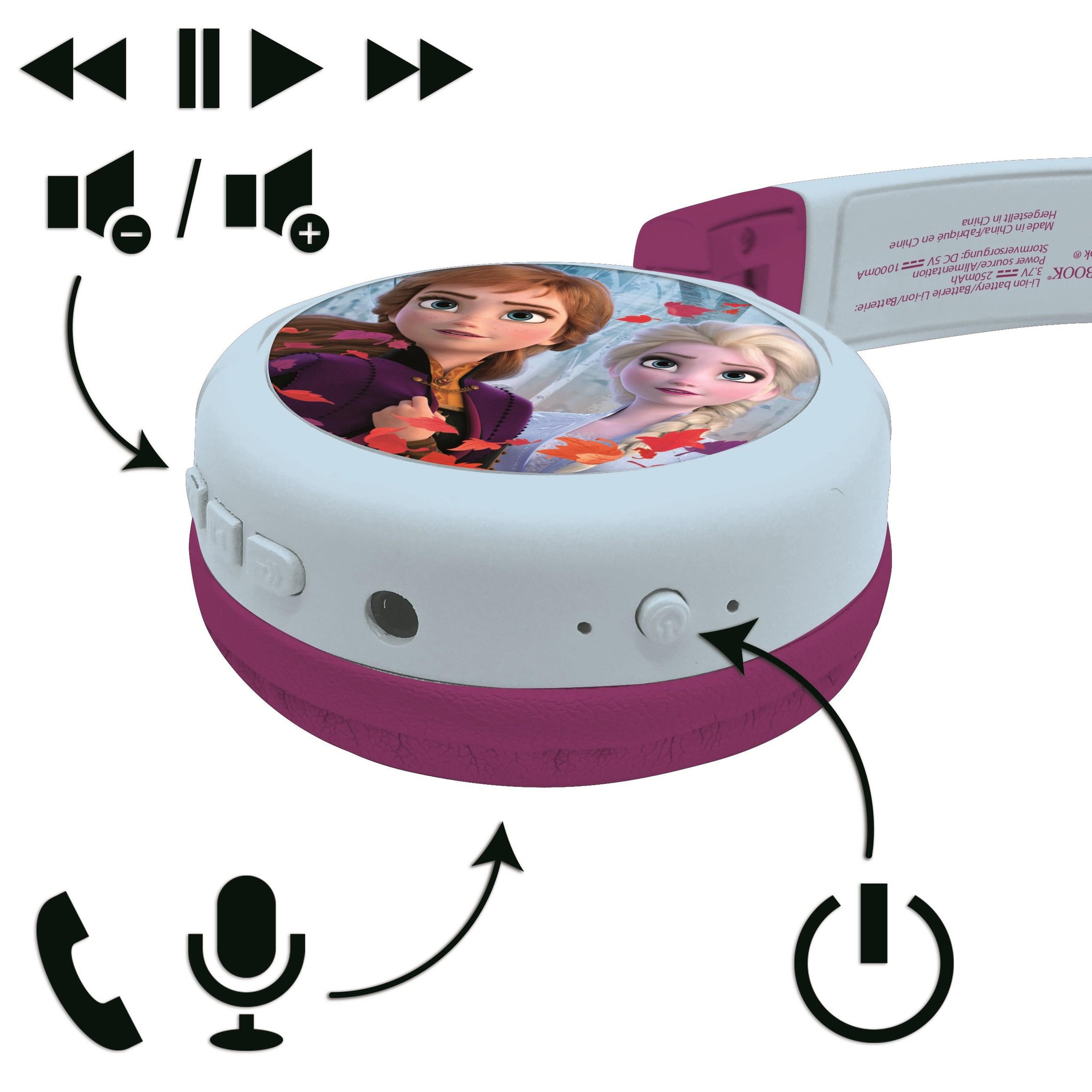 Voir la diapositive 5 : Lexibook Casque 2 en 1 La Reine des Neiges Bluetooth et Filaire avec limitation de son
