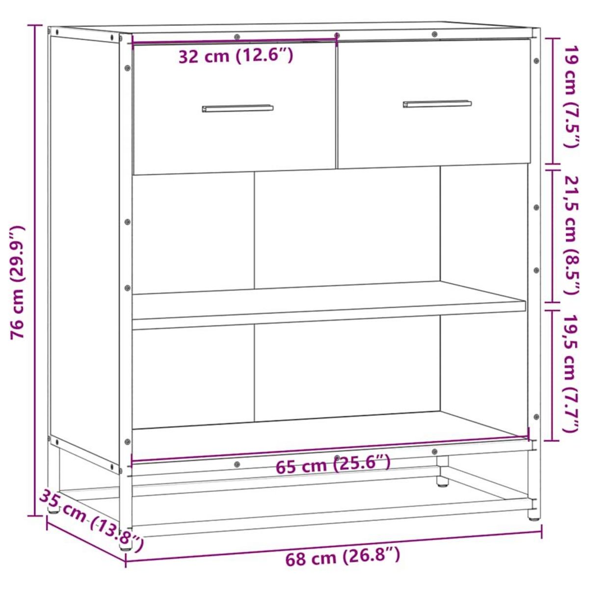 VIDAXL Buffet chene fume 68x35x76 cm bois d'ingenierie