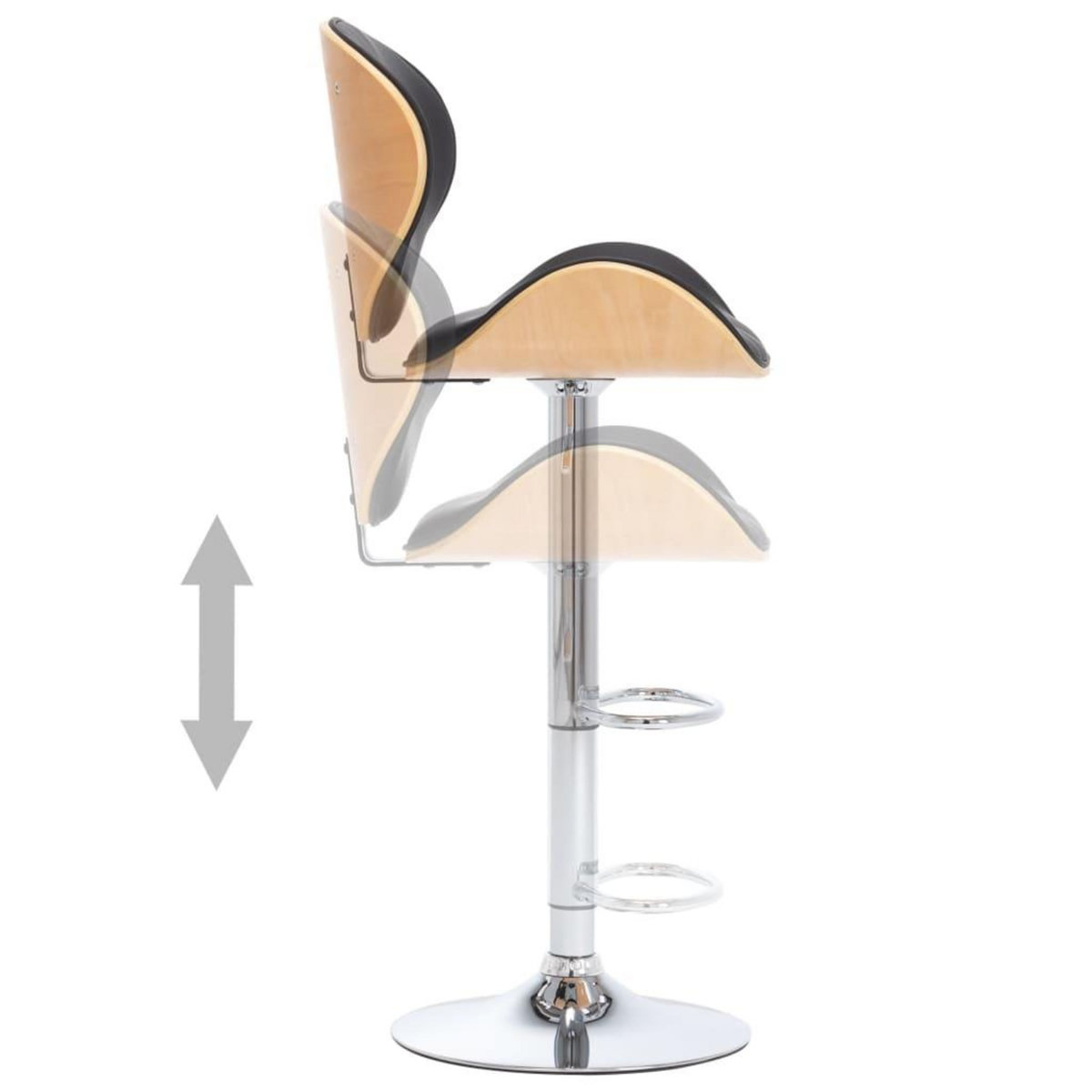 VIDAXL Tabouret de bar Noir Similicuir