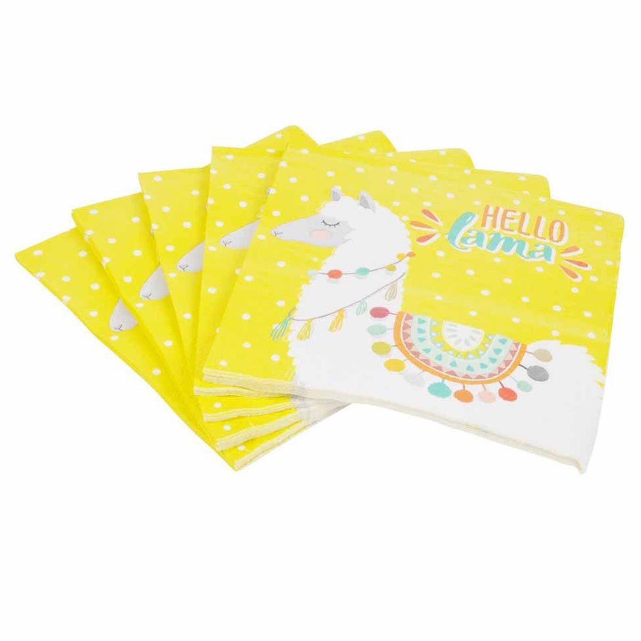 HOMEA Lot de 20 serviettes en papier  hello lama  33x33cm jaune