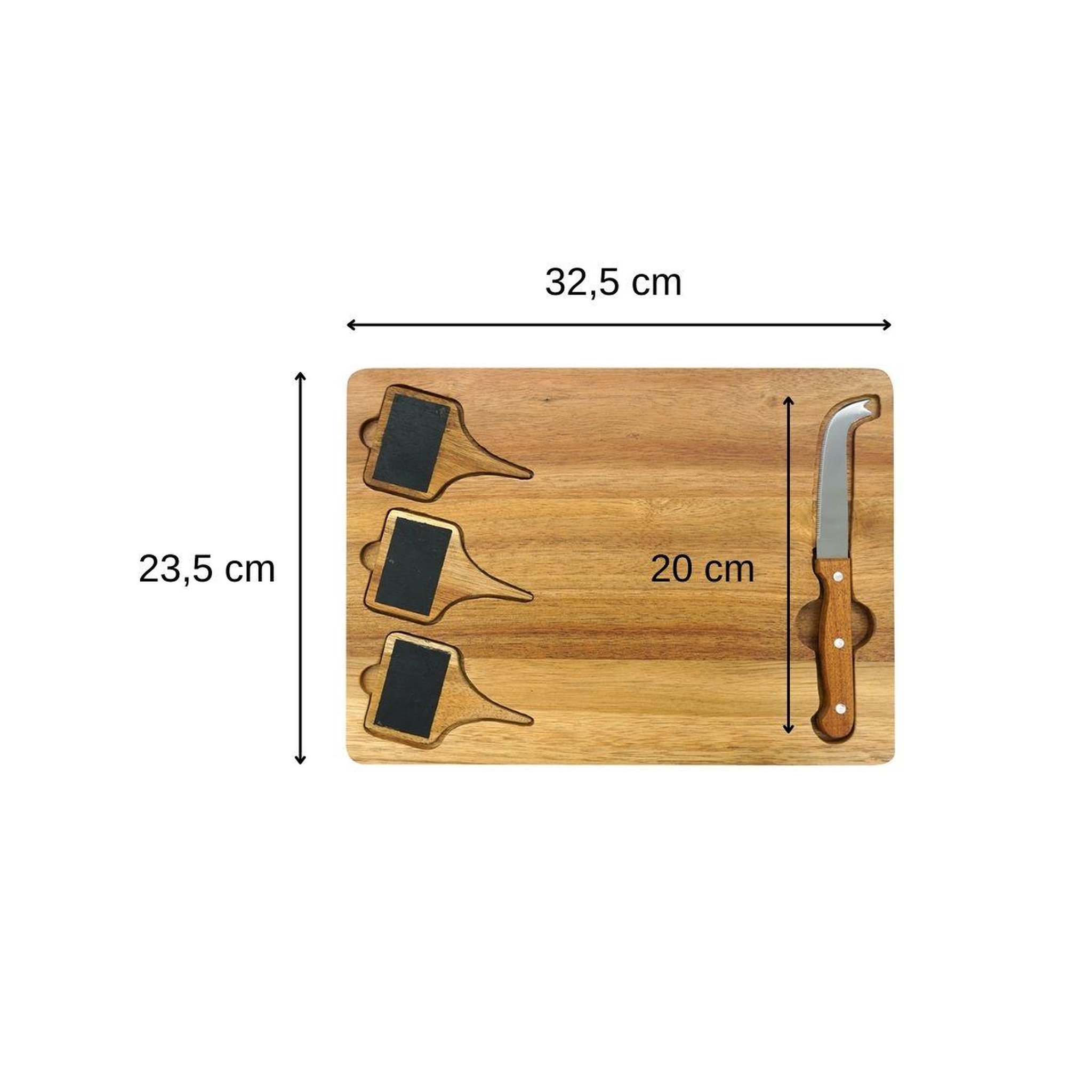 Voir la diapositive 3 : Fackelmann Plateau de fromages avec ardoises et couteau à fromage 32 x 23 cm Fackelmann