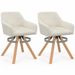 ID MARKET Lot de 2 chaises pivotantes de salle à manger, fauteuils de table JANY en velours côtelé beige