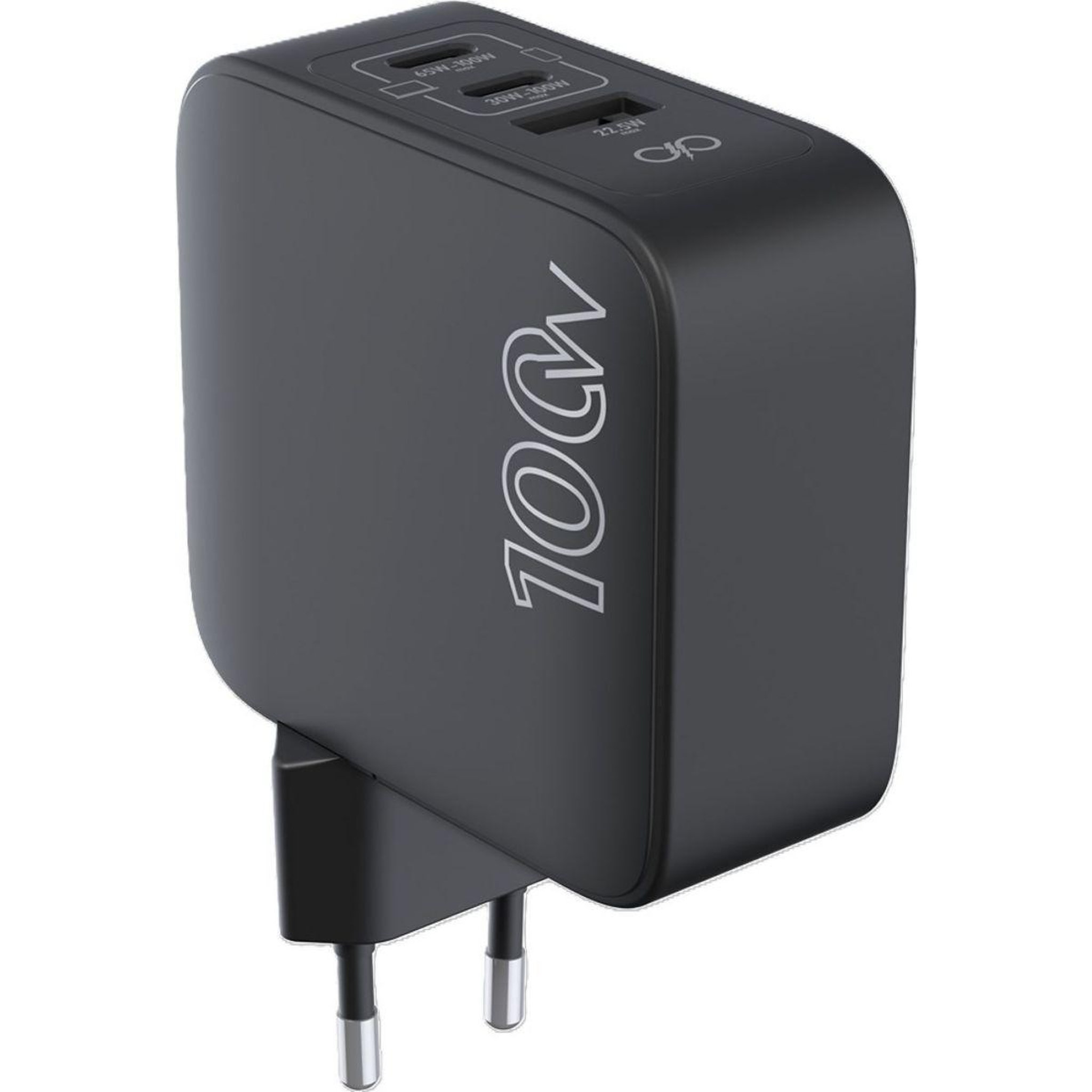 Voir la diapositive 2 : FORCE POWER Chargeur ordinateur portable 100w usb-a + 2 usb-c gan noir