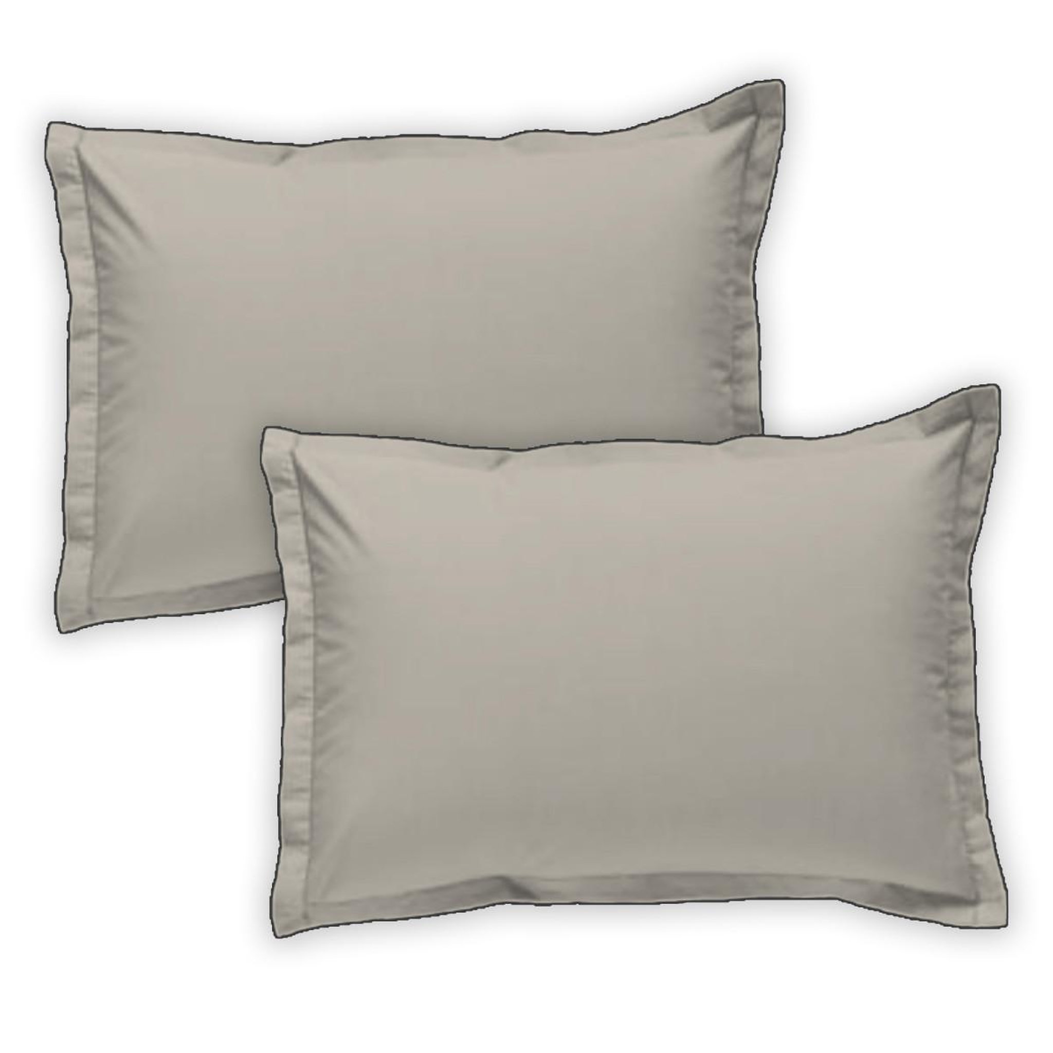 Voir la diapositive 1 : FUTURE HOME Lot de 2 taies d'oreiller unies en coton finition bourdon