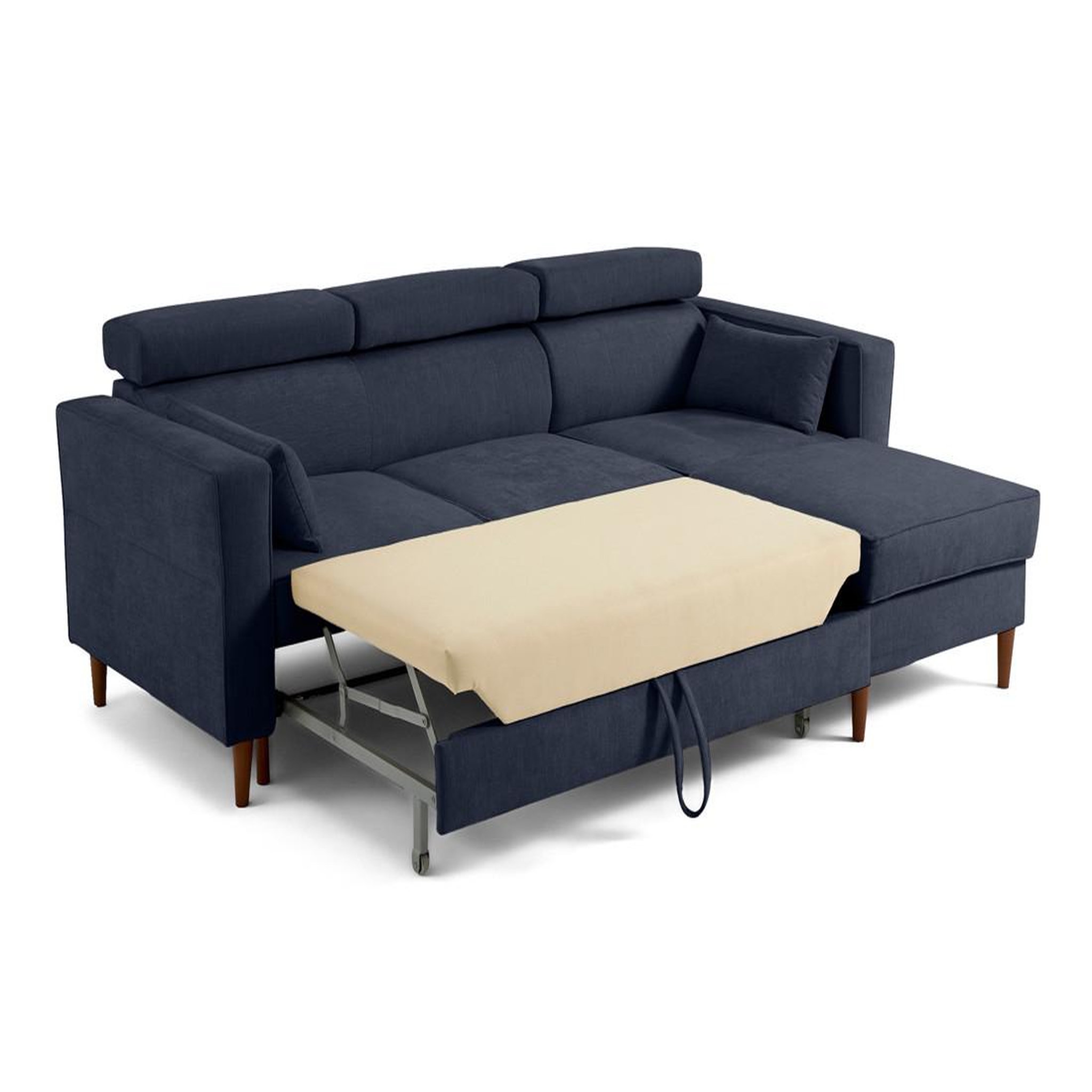 Voir la diapositive 4 : BEST MOBILIER Alicante - canapé d'angle réversible convertible avec têtières - coffre - 4 places - en tissu texturé