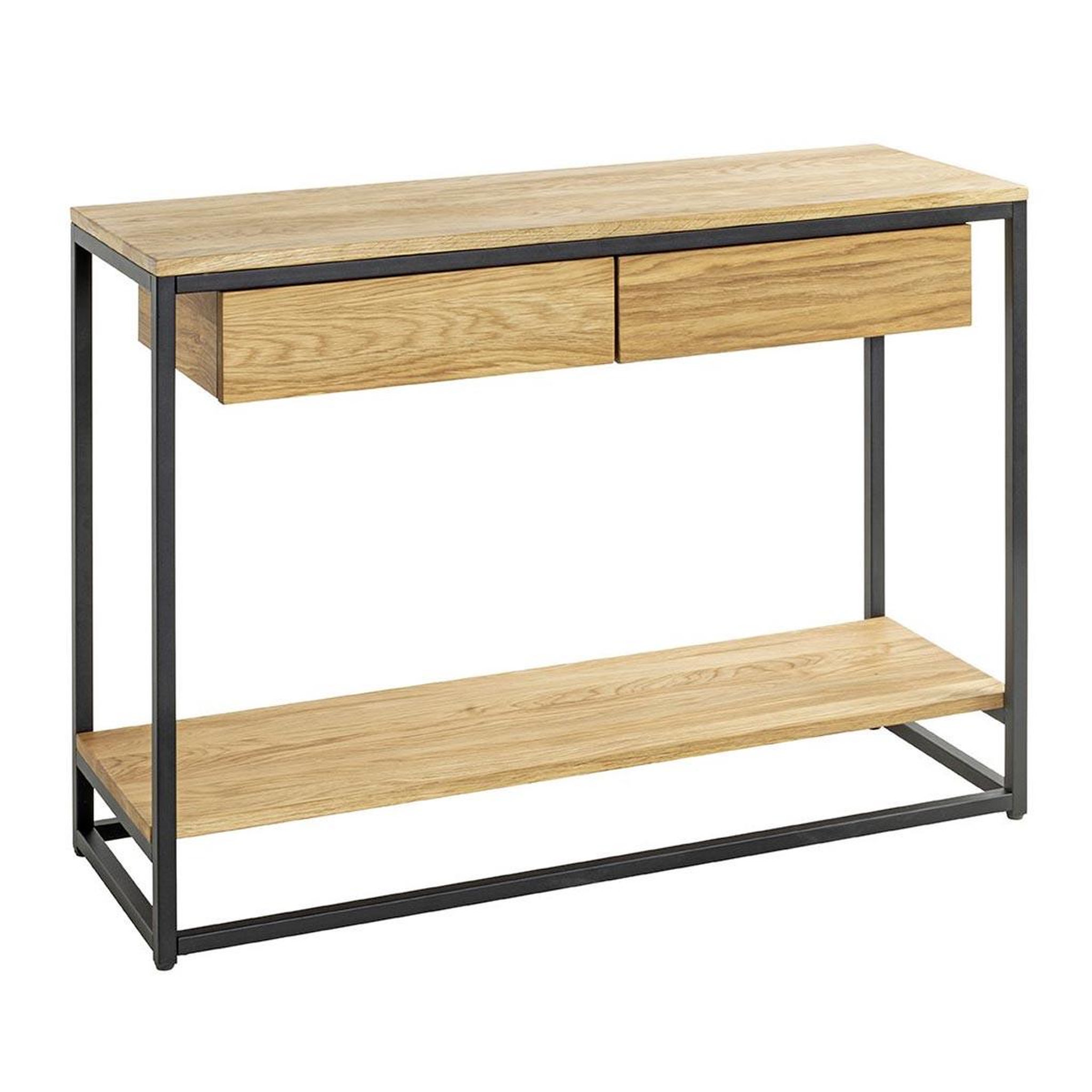 Paris Prix Console 2 tiroirs & 1 étagère  aria  100cm naturel & noir