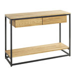 Paris Prix Console 2 Tiroirs & 1 Étagère  Aria  100cm Naturel & Noir
