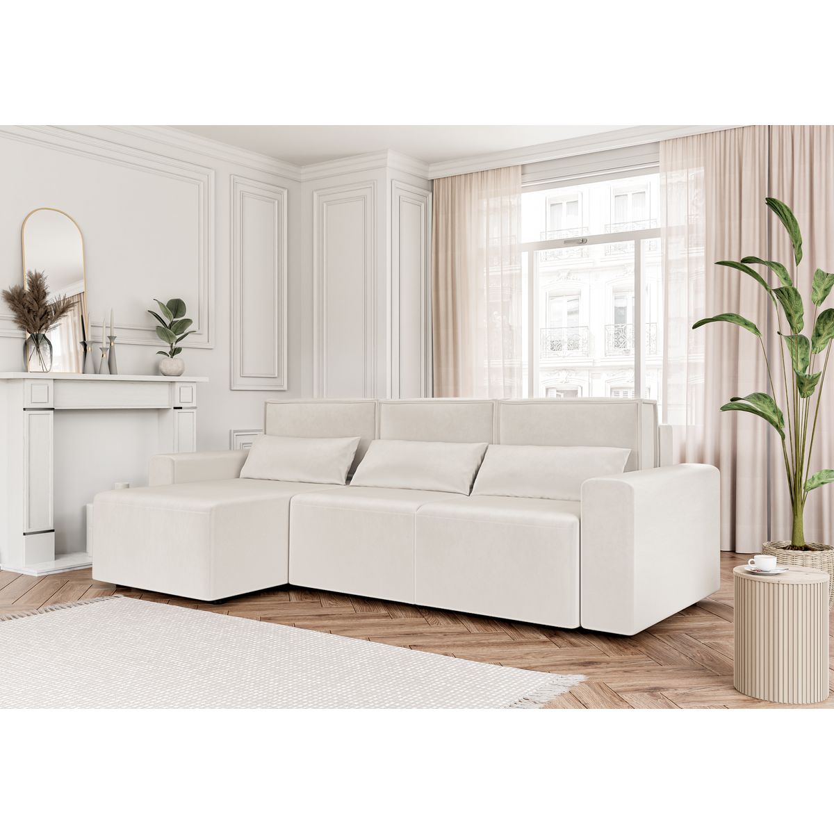 Canapé d'angle convertible et réversible velours  JOY