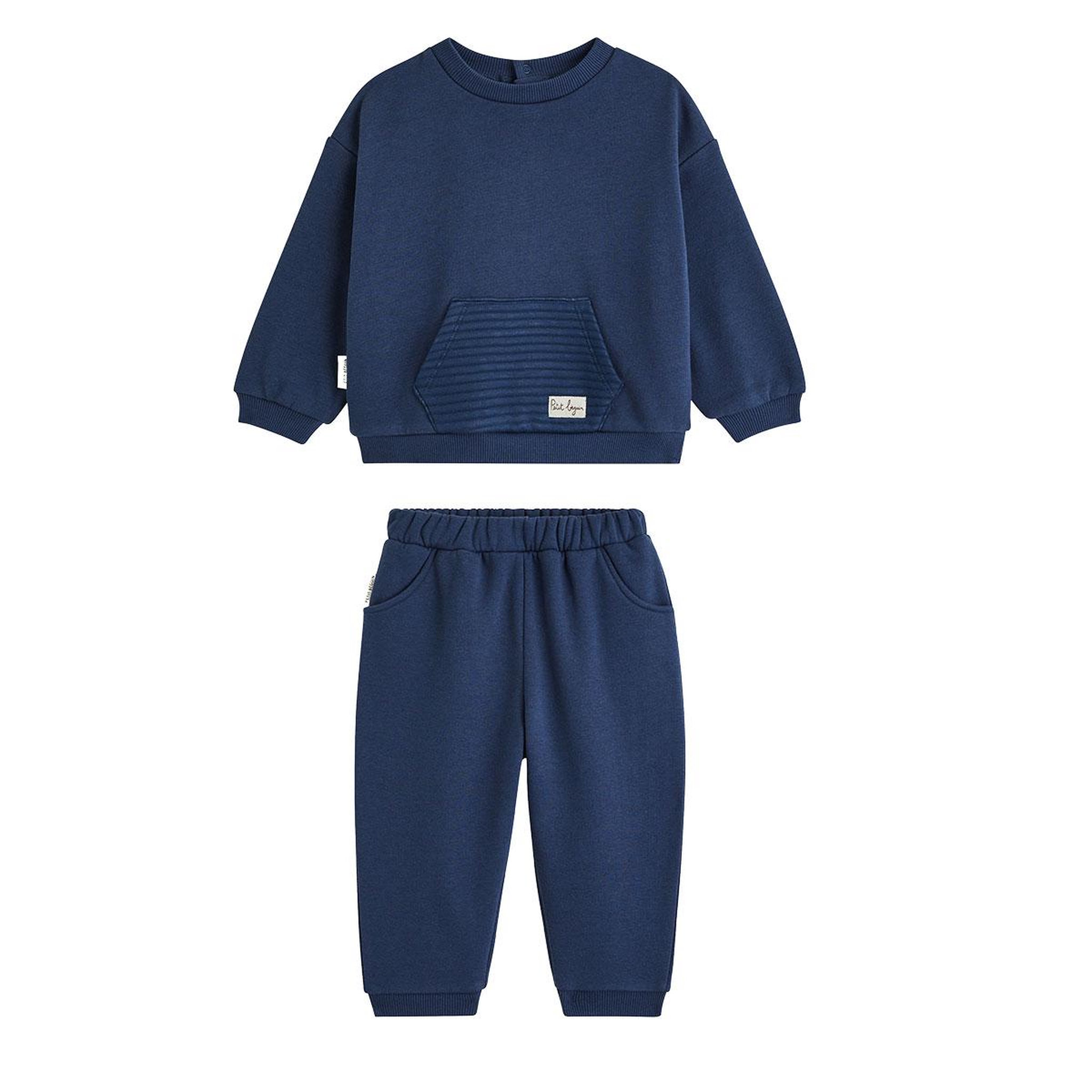PETIT BEGUIN Ensemble enfant sweat et pantalon en molleton mathéo. Coloris disponibles : Bleu