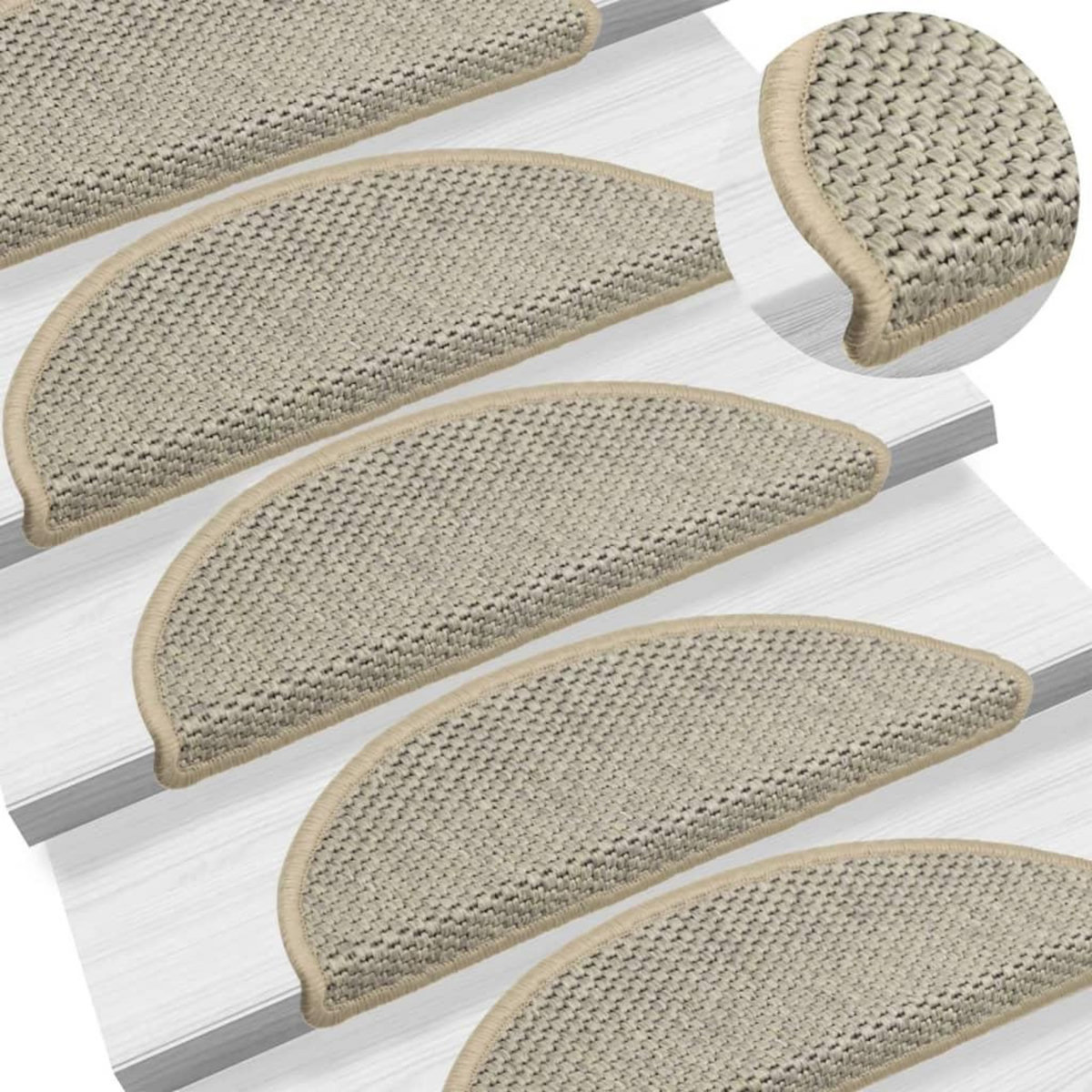 VIDAXL Tapis d'escalier autocollants aspect sisal 15 pcs 56x17x3 cm