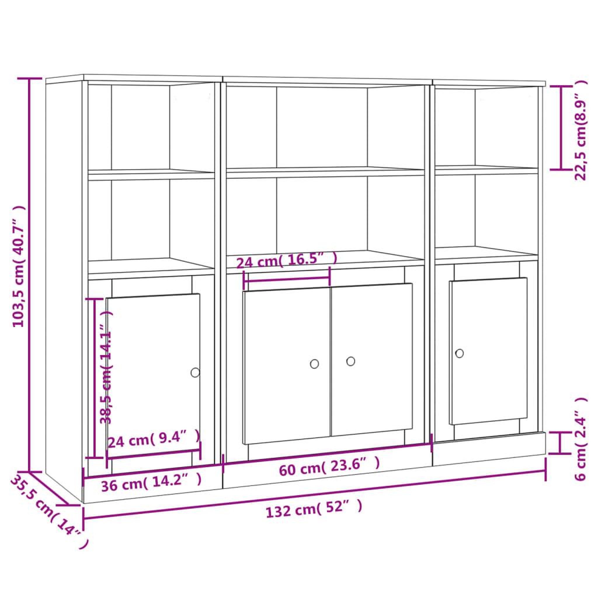 Voir la diapositive 6 : VIDAXL Buffets 3 pcs chene sonoma bois d'ingenierie