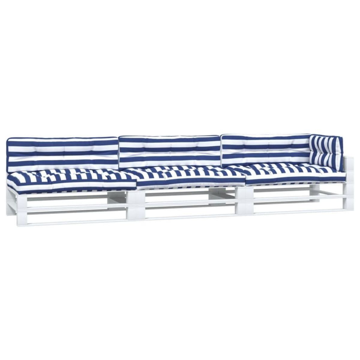 VIDAXL Coussins de palette lot de 7 rayures bleu et blanc tissu