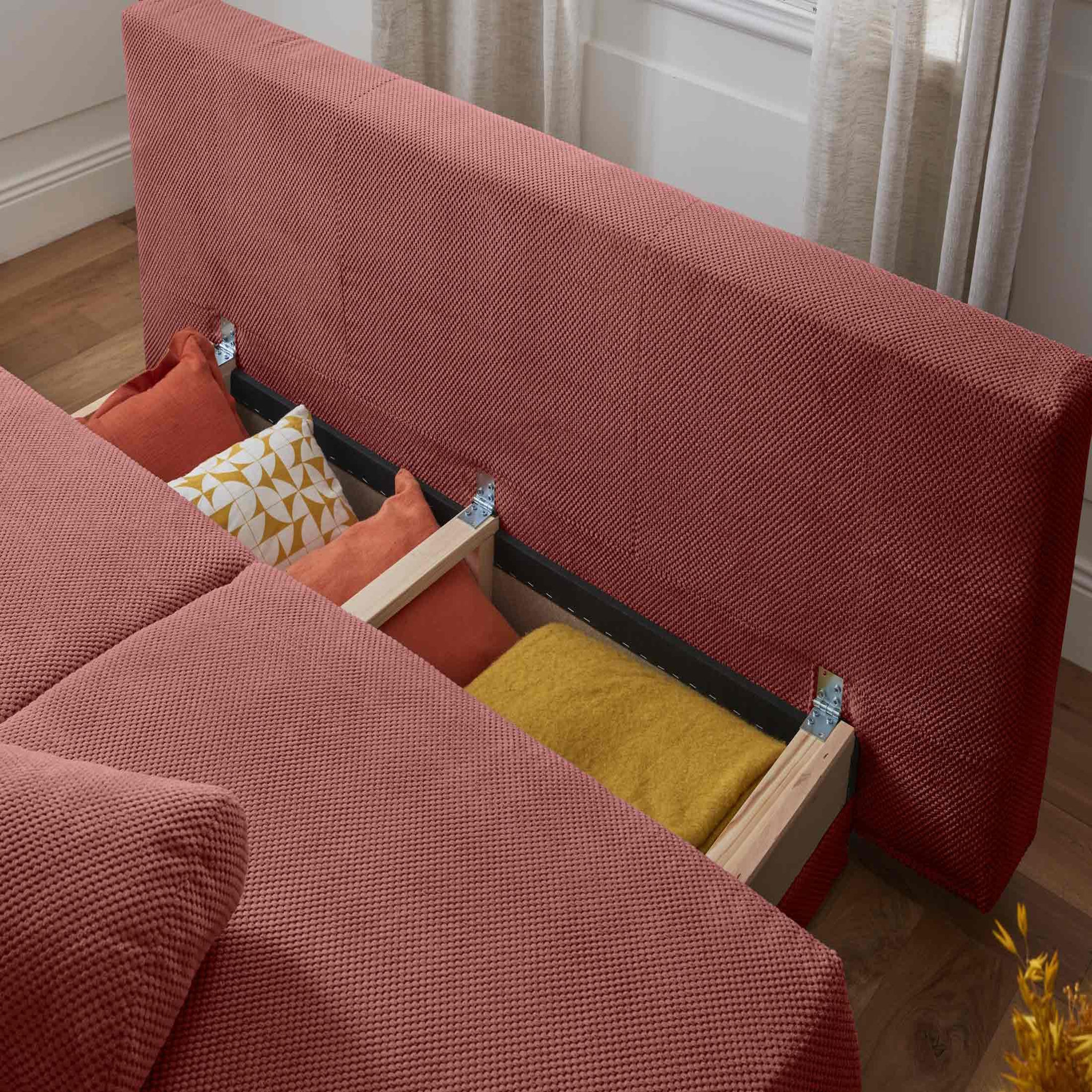 Voir la diapositive 3 : BEST MOBILIER Cristal - canapé 3 places - convertible avec coffre - en velours texturé
