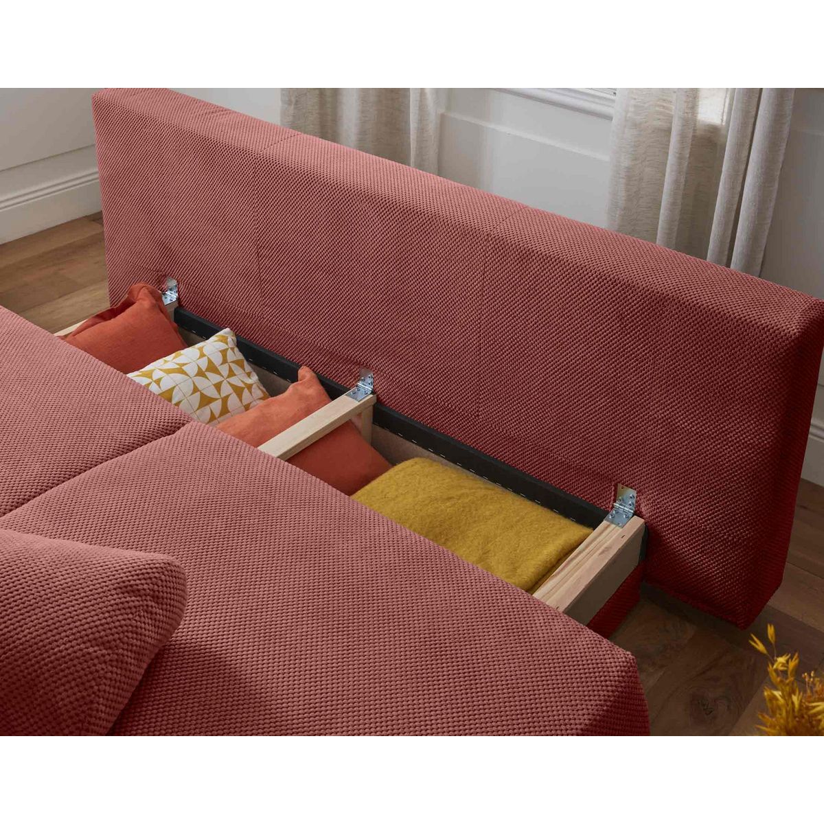 BEST MOBILIER Cristal - canapé 3 places - convertible avec coffre - en velours texturé