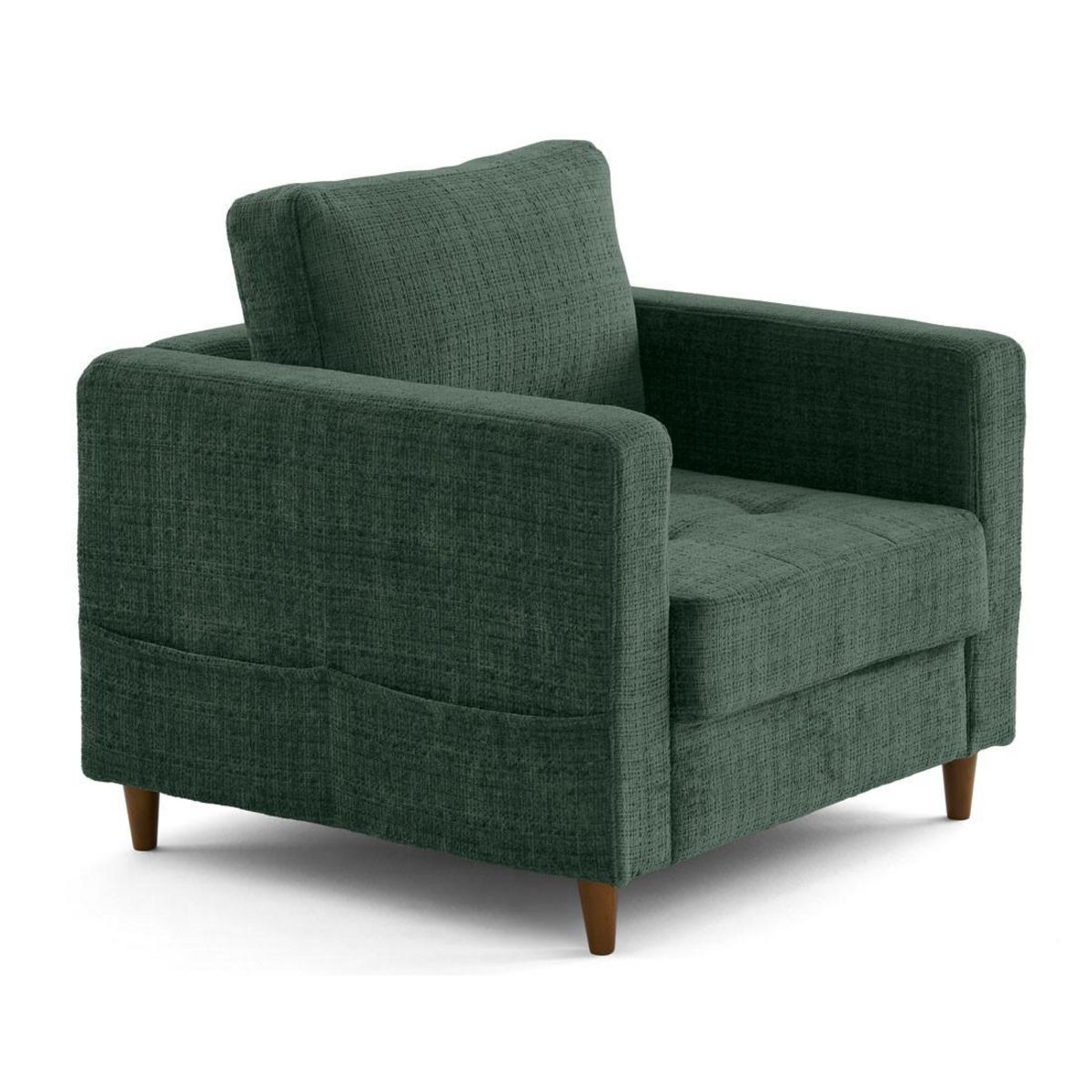 LISA DESIGN Anna - fauteuil avec poche en velours texturé - pieds en bois