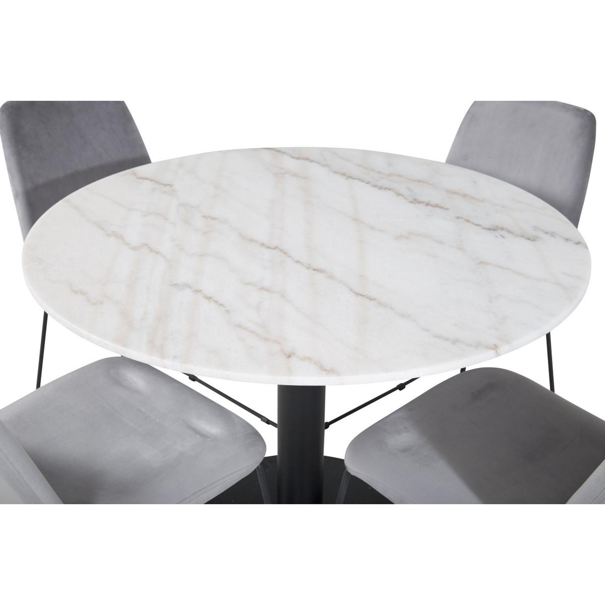 Voir la diapositive 3 : Paris Prix Ensemble table à manger & 4 chaises  estelle & muce  106cm blanc & gris