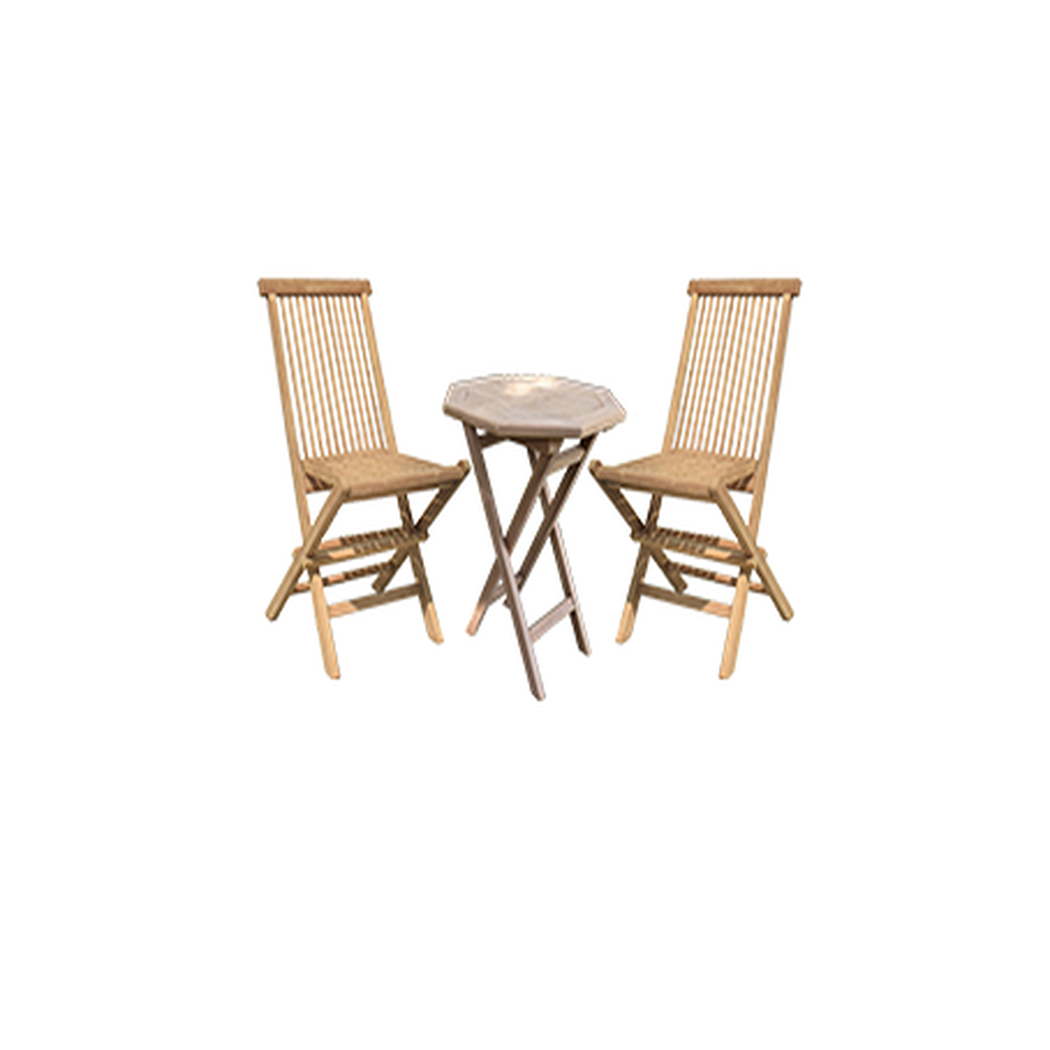 Chalet & jardin Ensemble de jardin en bois - 2 chaises pliantes + table basse octogonale pliante