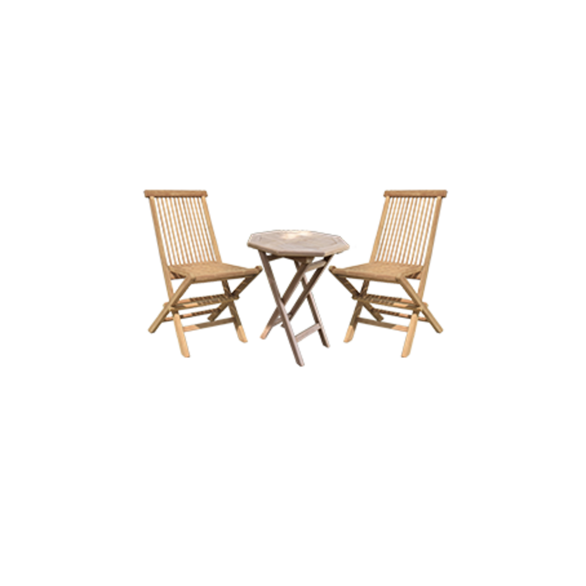 Chalet & jardin Ensemble de jardin en bois - 2 chaises pliantes + table basse octogonale pliante