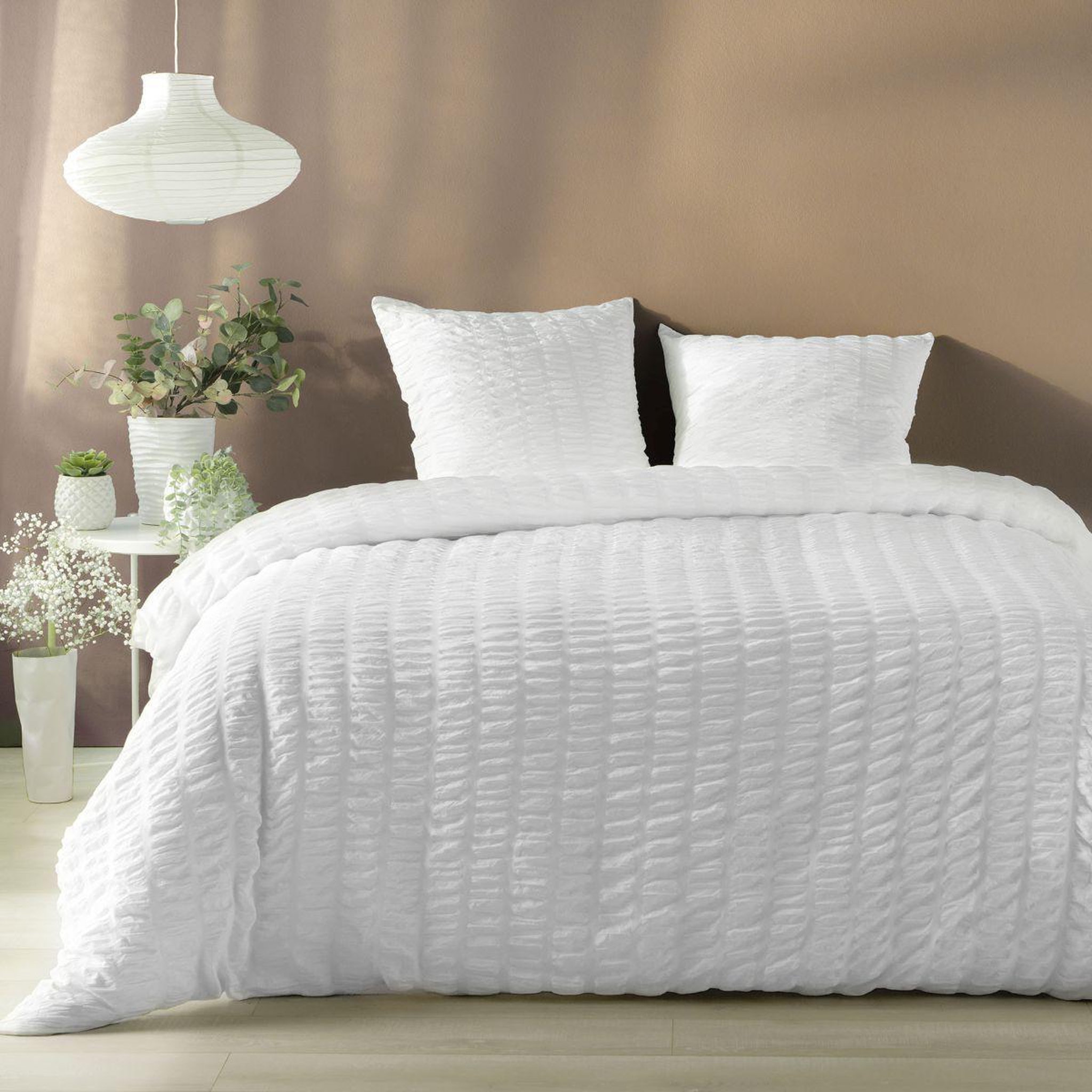 Douceur d'Intérieur Parure de lit 3 pièces  plissia  240x220cm blanc