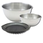 ZENKER Ensemble avec 1 Moule à tarte en silicone fibre de verre, 1 spatule Zenker et 2 bols à mixer en inox Fackelmann