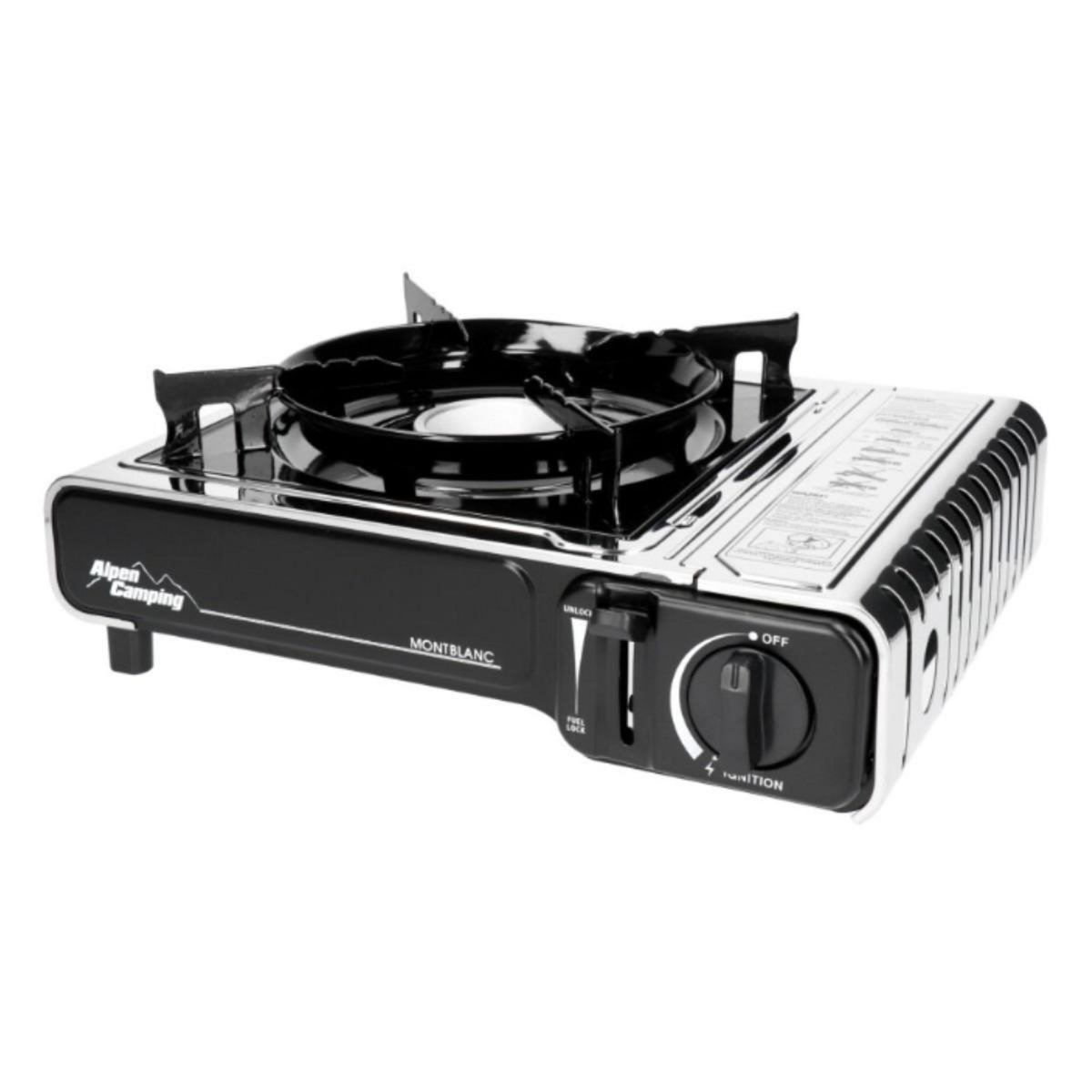 ALPENTECH Réchaud à gaz INOX 2200W MONT BLANC + 4 Cartouches de gaz Camping ALPEN