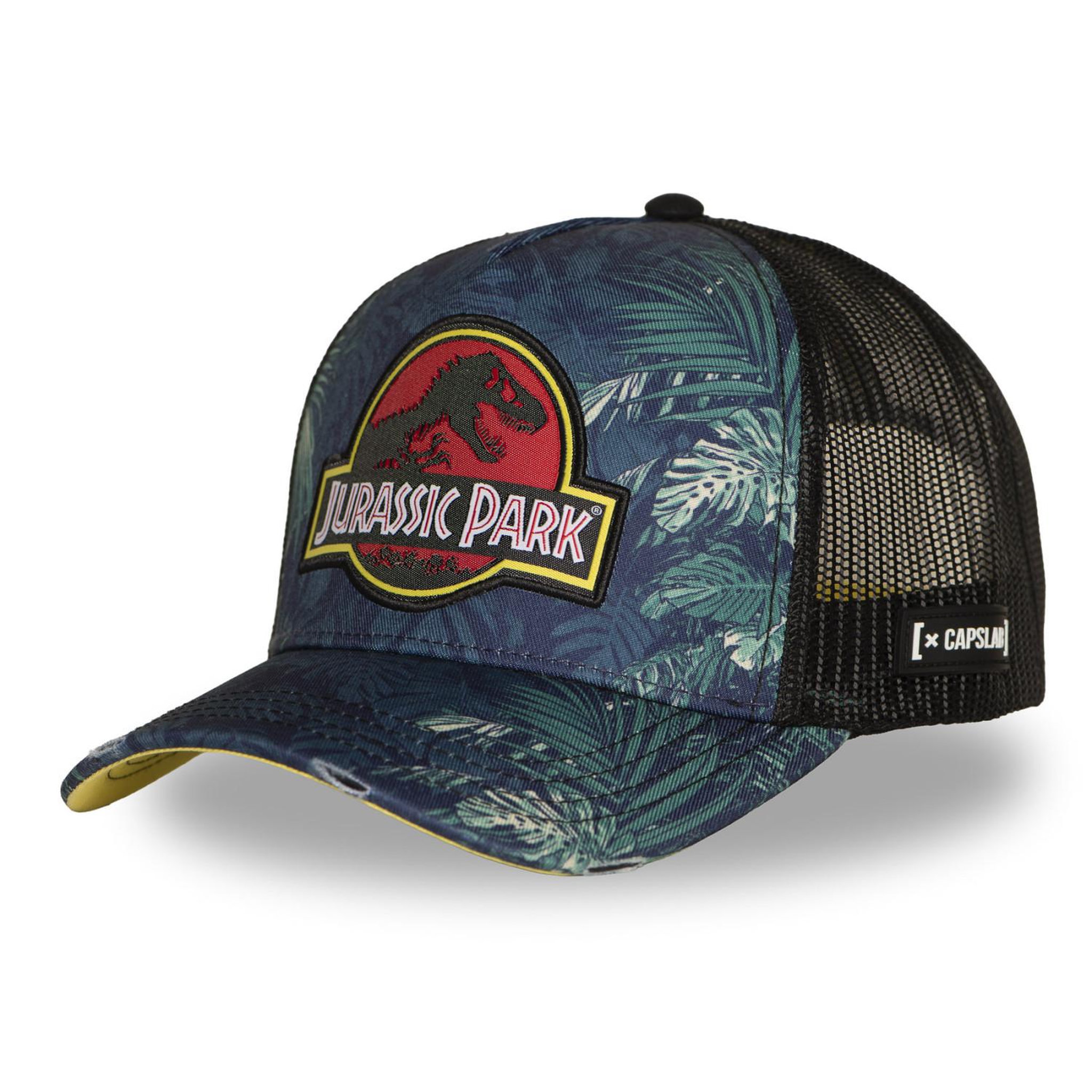CAPSLAB Casquette trucker avec filet et patch Jurassic Park. Coloris disponibles : Vert