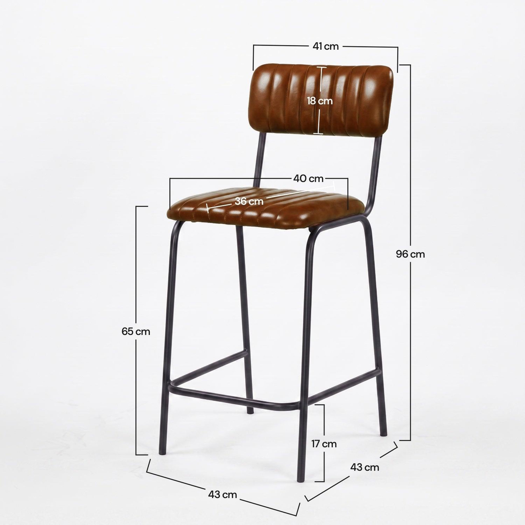 Voir la diapositive 4 : MAISON PAVANE Lot de 2 chaises pour îlot central 65 cm en cuir de buffle marron-Arsène