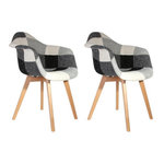 Paris Prix Lot de 2 Fauteuils  Patchwork  83cm Gris