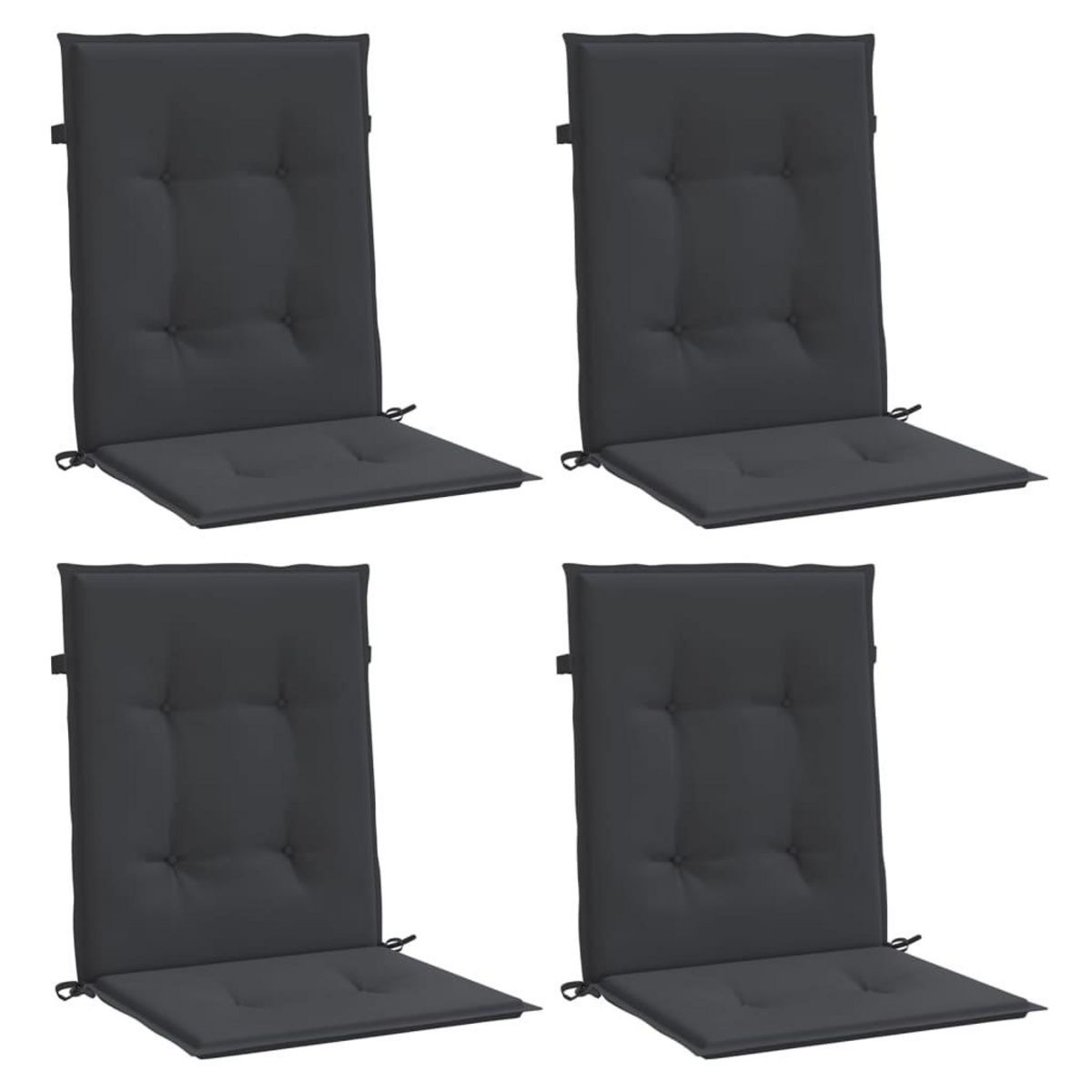 VIDAXL Coussins de chaise de jardin a dossier bas lot de 4 noir