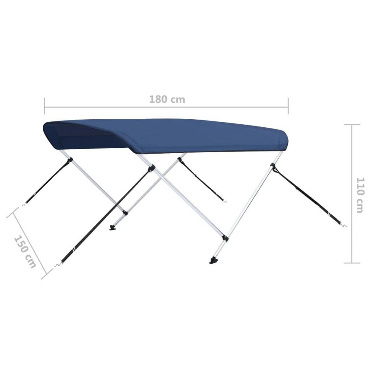 VIDAXL Auvent bimini a 2 arceaux Bleu marine 180x150x110 cm