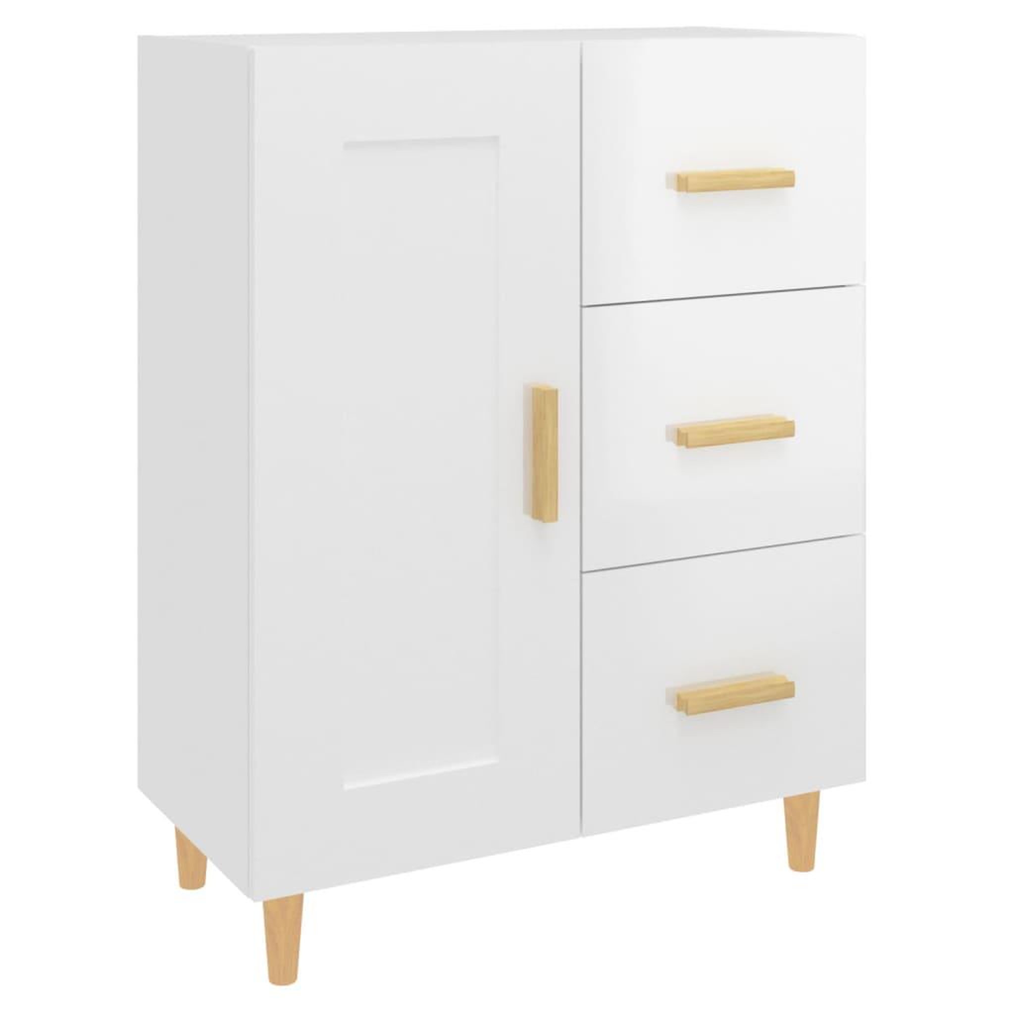 Voir la diapositive 2 : VIDAXL Buffet Blanc brillant 69,5x34x90 cm Bois d'ingenierie