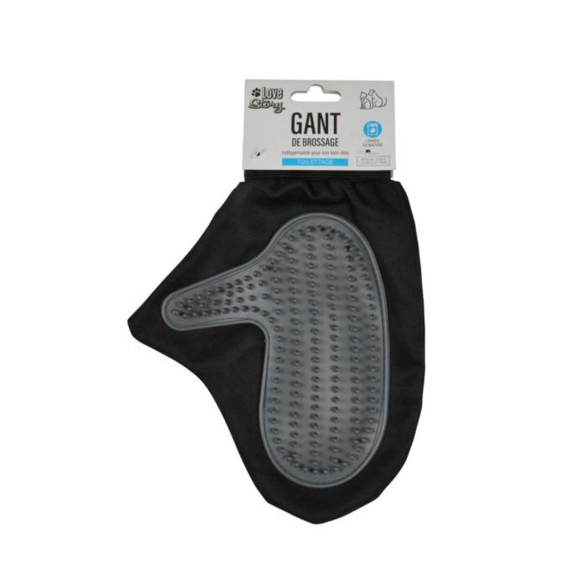 Paris Prix Gant de Brossage pour Chien & Chat  1 Face  24cm Noir