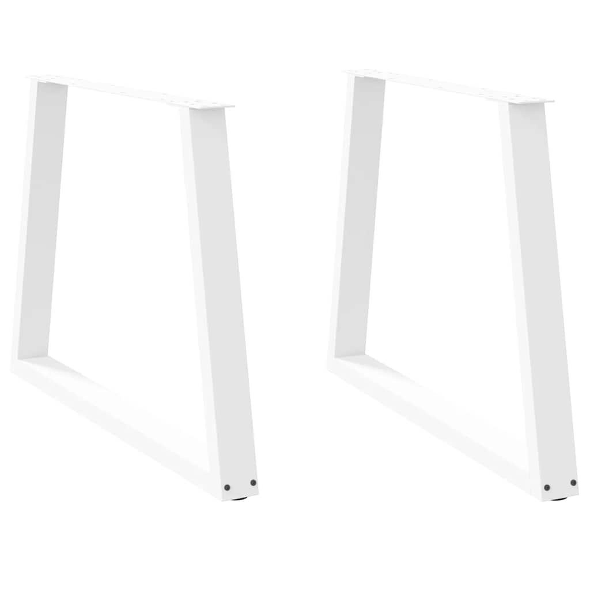 VIDAXL Pieds de table a manger forme de V 2 pcs blanc 100x(72-73,3) cm