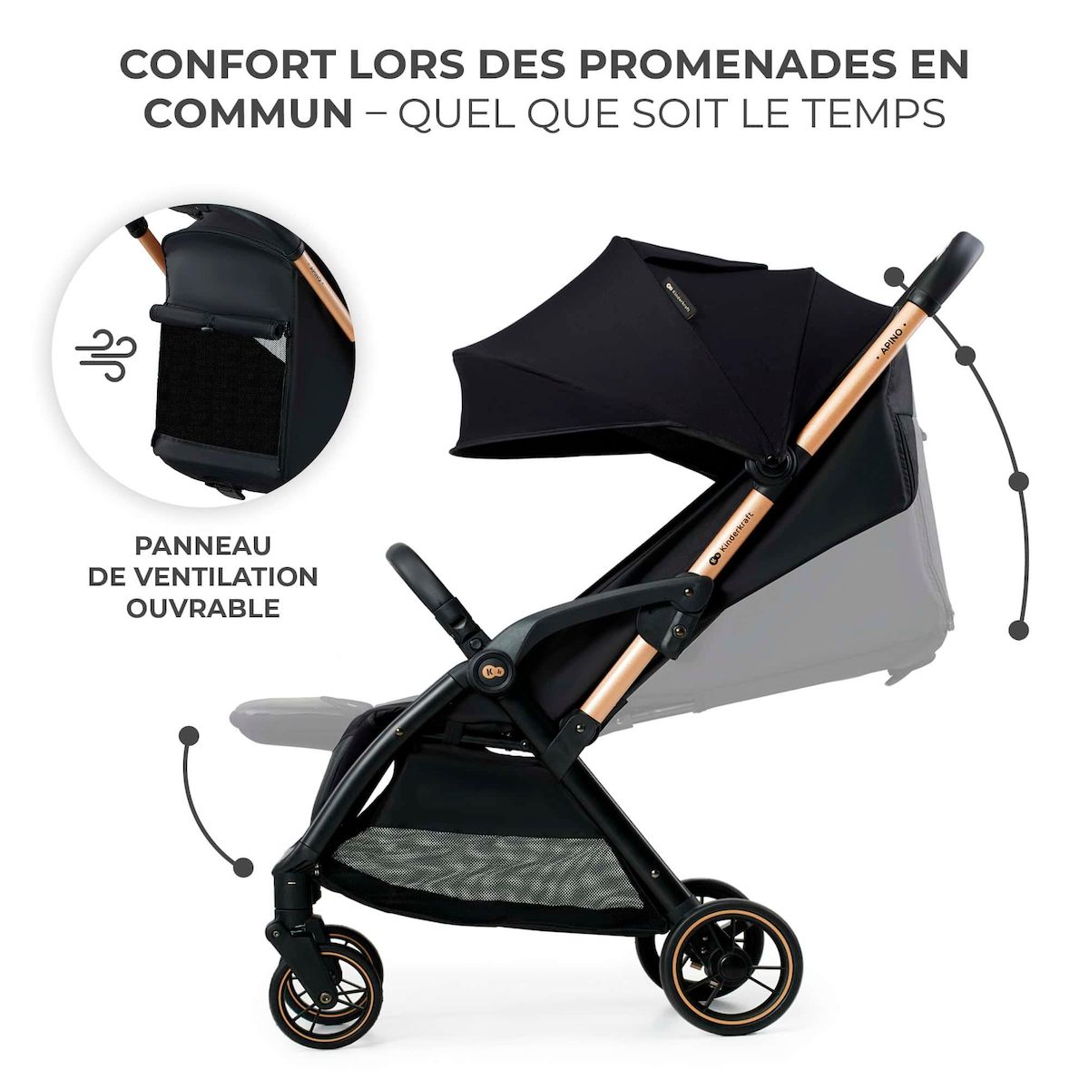 KINDERKRAFT Poussette apino pratique et confortable