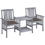 VIDAXL Chaises de jardin avec table a the et coussins Acacia solide