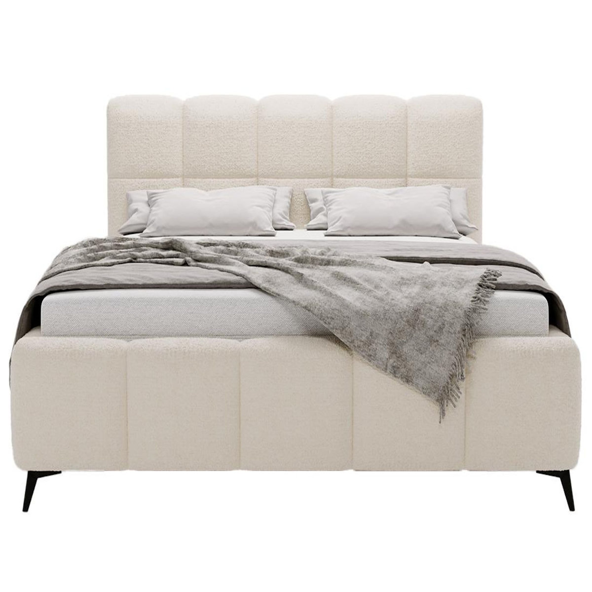 BEST MOBILIER Paulito - lit coffre - 160x200 cm - sommier inclus - en tissu bouclette