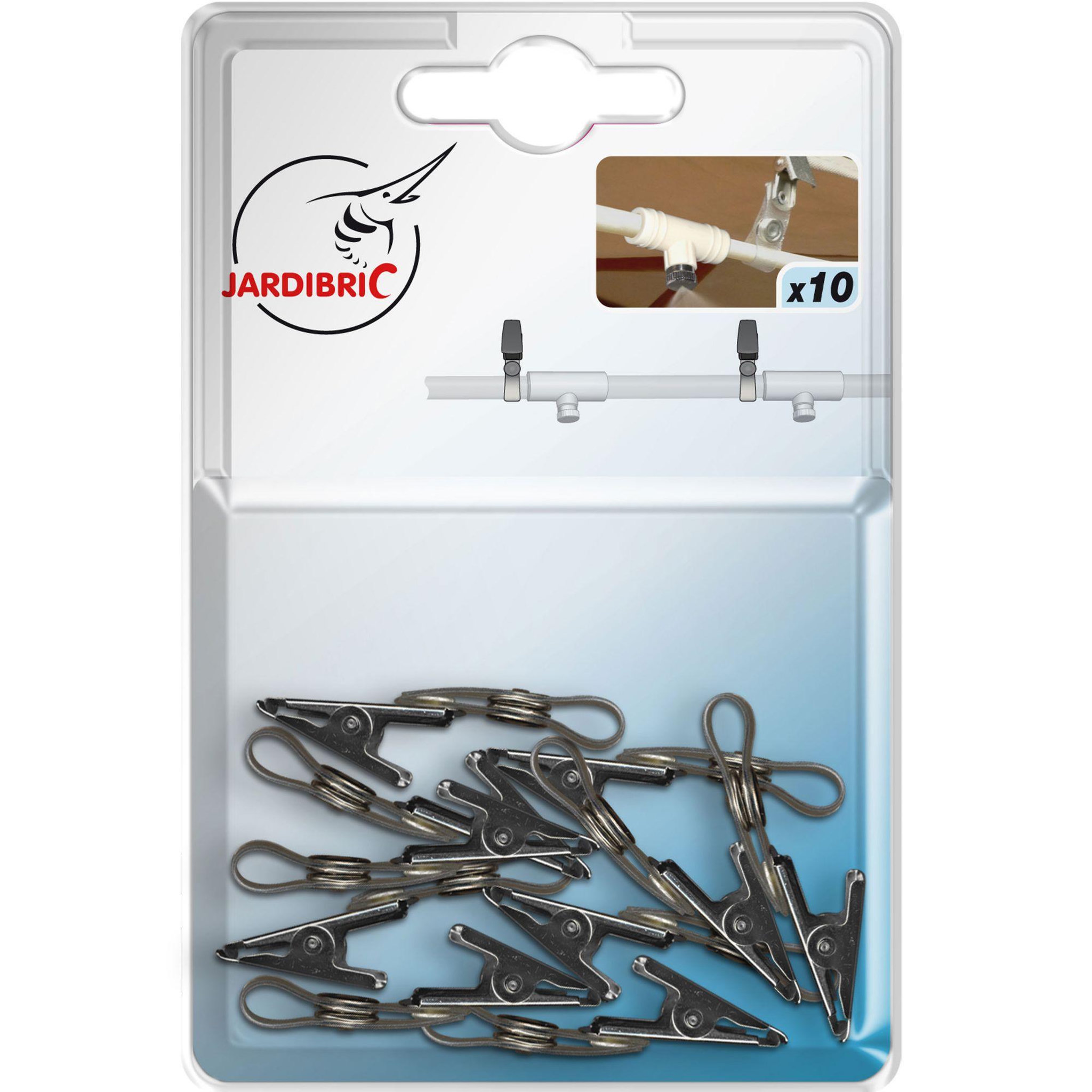 Voir la diapositive 3 : Jardibric Lot de 10 Pinces en acier galvanisé pour brumisateur