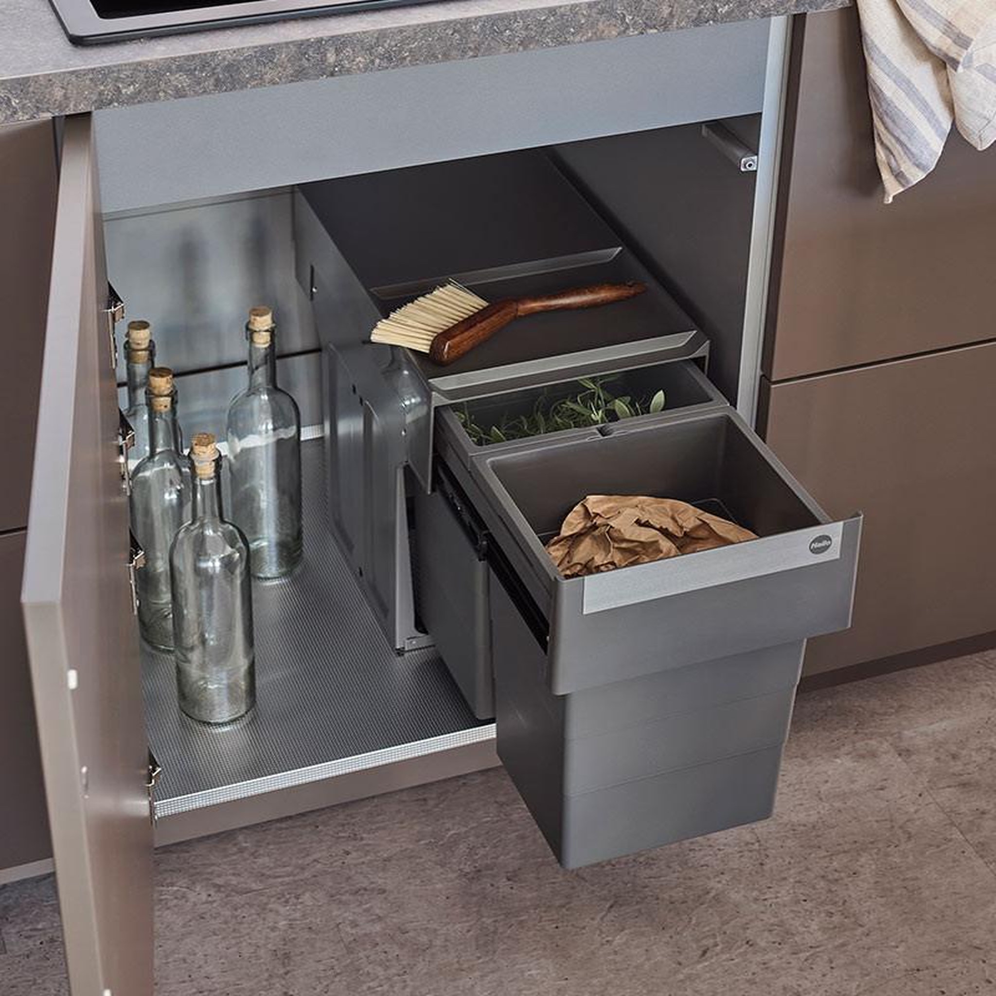 Voir la diapositive 5 : HAILO Poubelle de cuisine 2 bacs encastrables 26l (13+13) hailo as tandem