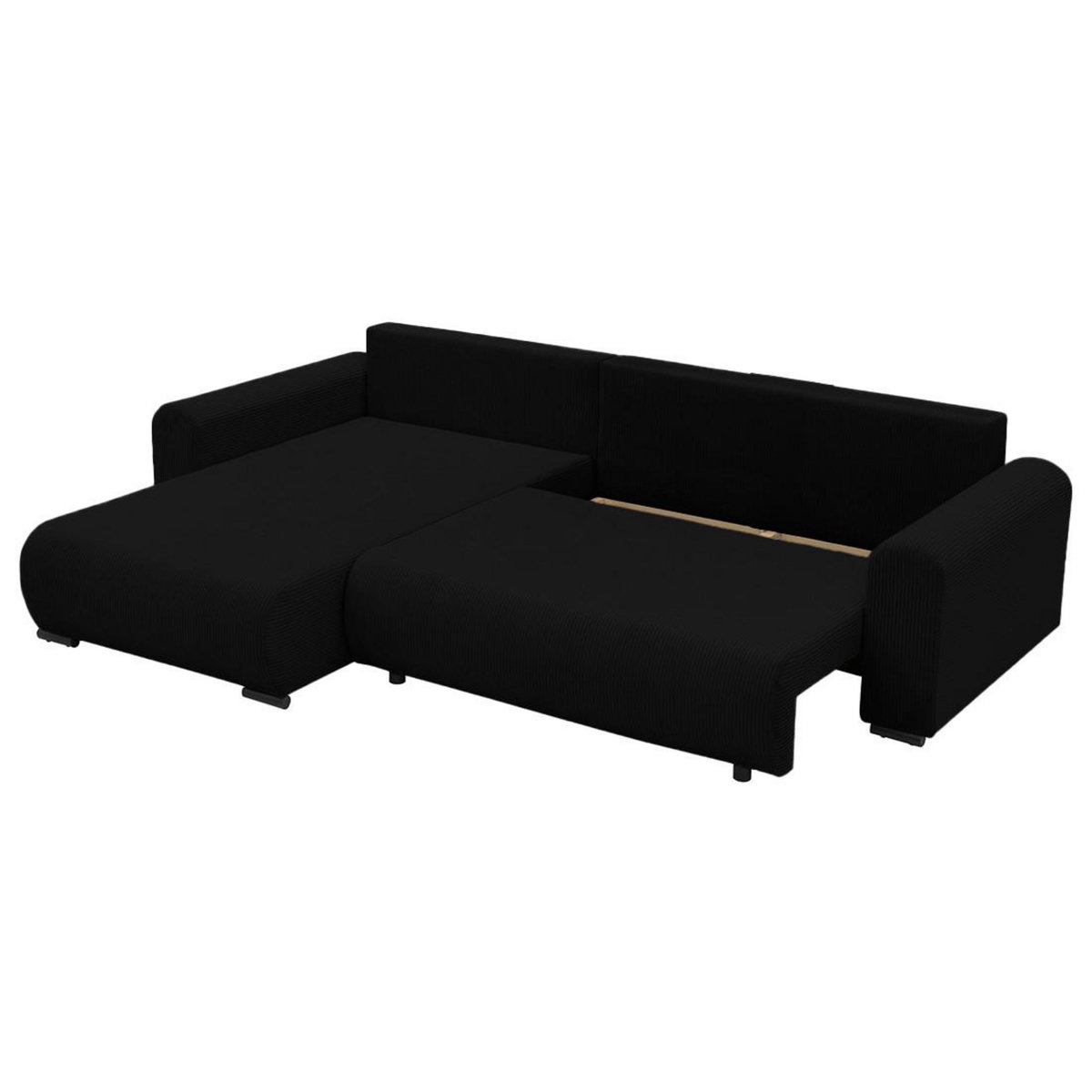 BEST MOBILIER Rosalie - canapé d'angle réversible 4 places convertible avec coffre en velours côtelé