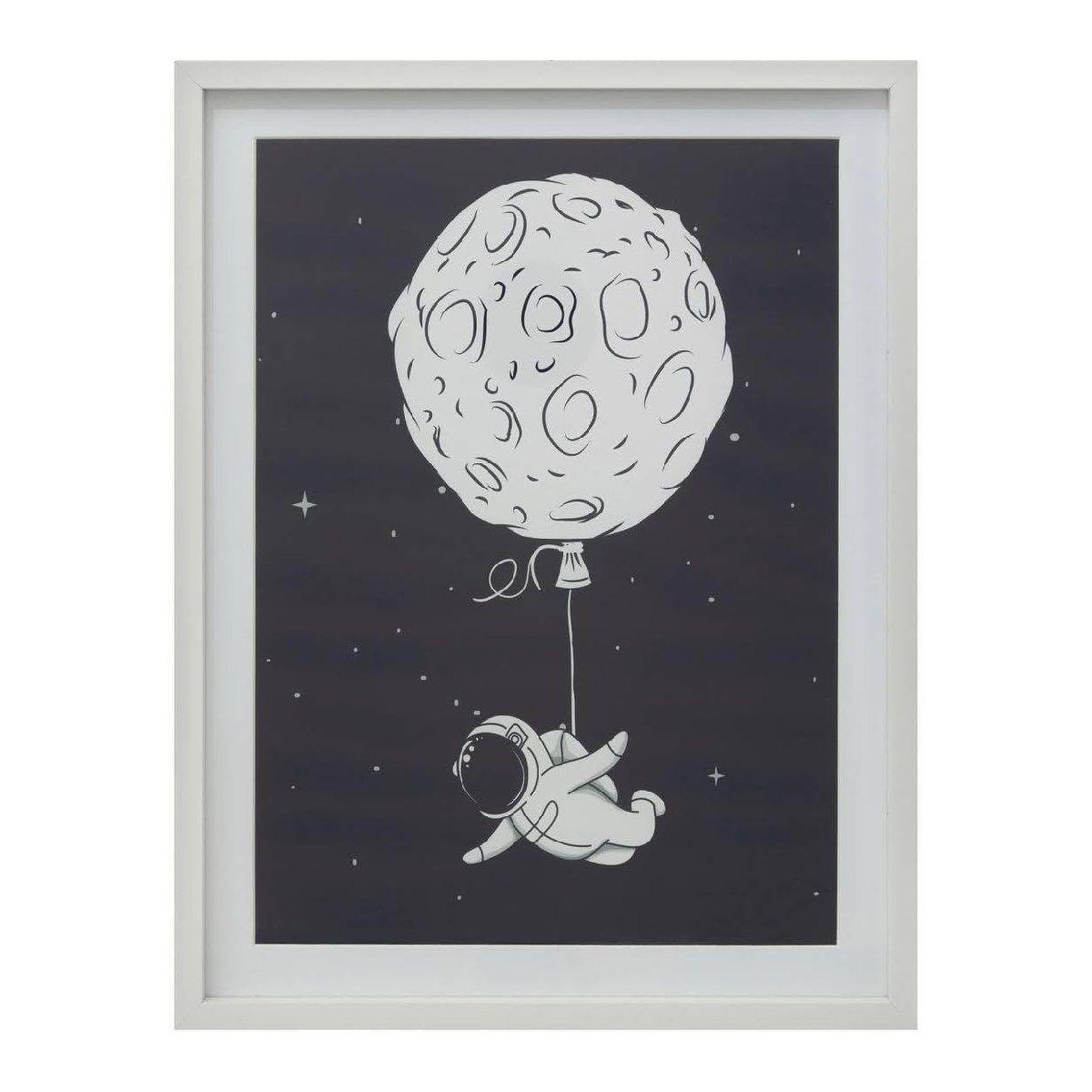 Atmosphera Kids Toile imprimée  espace  31x41cm bleu & blanc