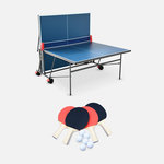 SWEEEK Table de ping pong INDOOR, avec 4 raquettes et 6 balles, pour utilisation intérieure, sport tennis de table. Coloris disponibles : Gris