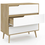 Voir la diapositive 4 : ID MARKET Commode 3 tiroirs HELSINKI 80 cm scandinave bois et blanc