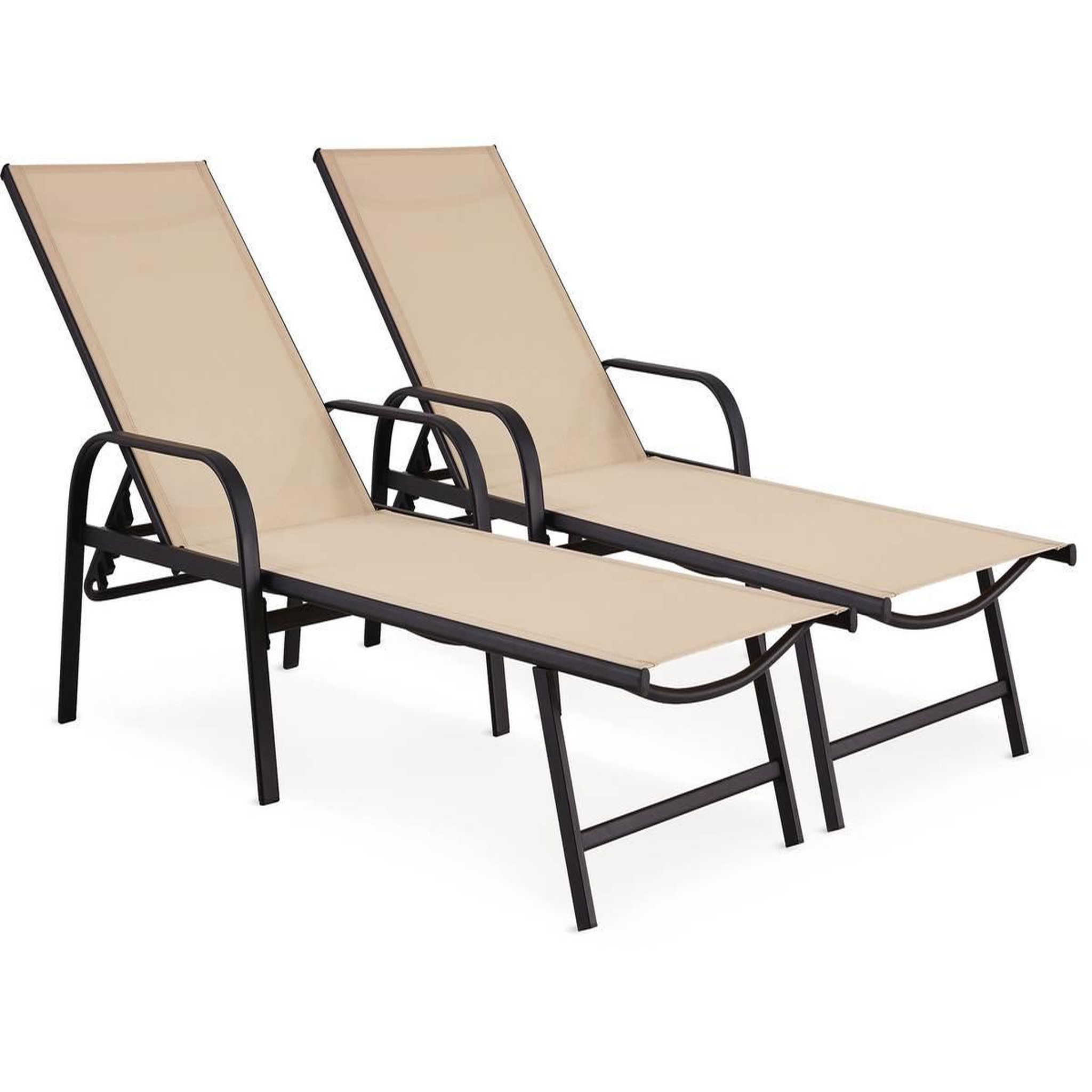 Habitat et Jardin Lot de 2 bains de soleil en métal  farniente  - beige