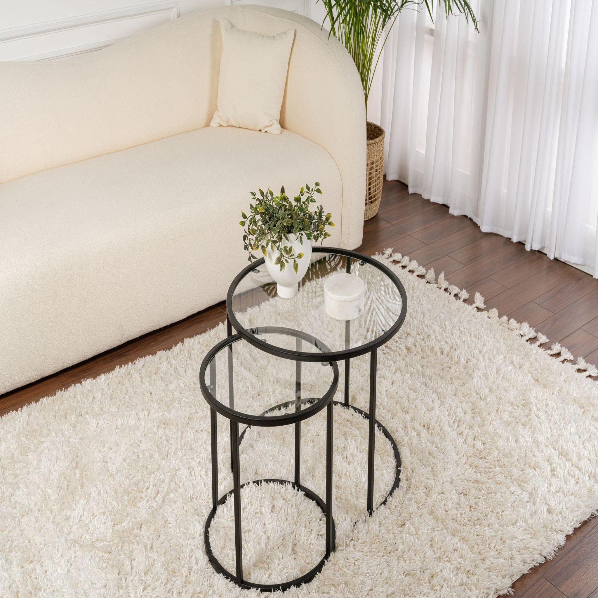 Voir la diapositive 2 : Habitat et Jardin Lot de 2 tables basses en métal  aurum  - 60 x 60 x 43 cm - noir transparent
