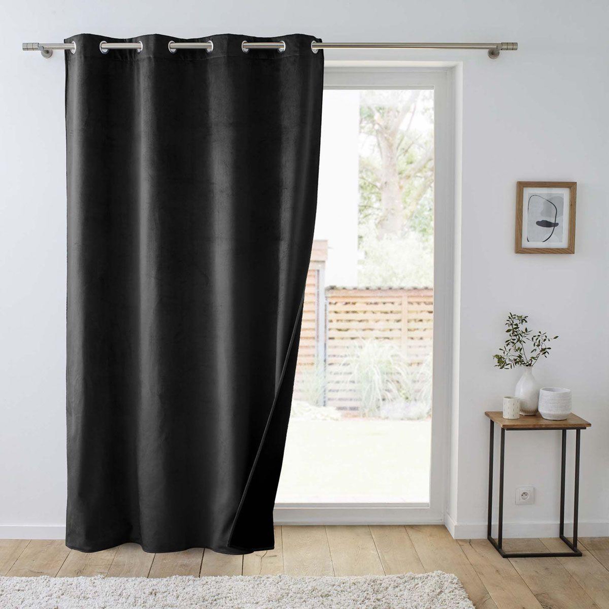 Voir la diapositive 4 : Douceur d'Intérieur Rideau isolant velours  polarchic  140x260cm noir