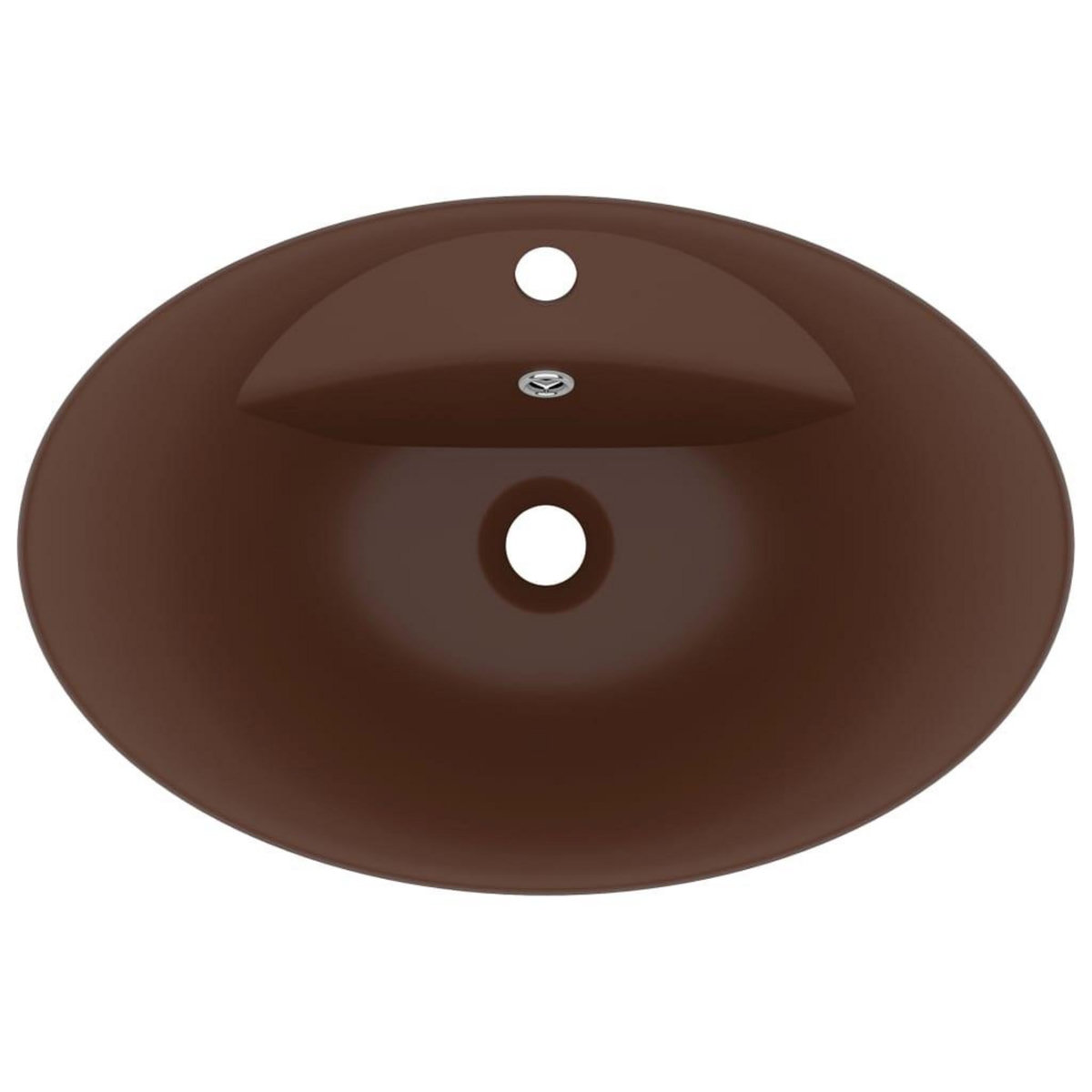VIDAXL Lavabo ovale a trop-plein Marron fonce mat 58,5x39 cm Ceramique