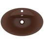 Voir la diapositive 4 : VIDAXL Lavabo ovale a trop-plein Marron fonce mat 58,5x39 cm Ceramique