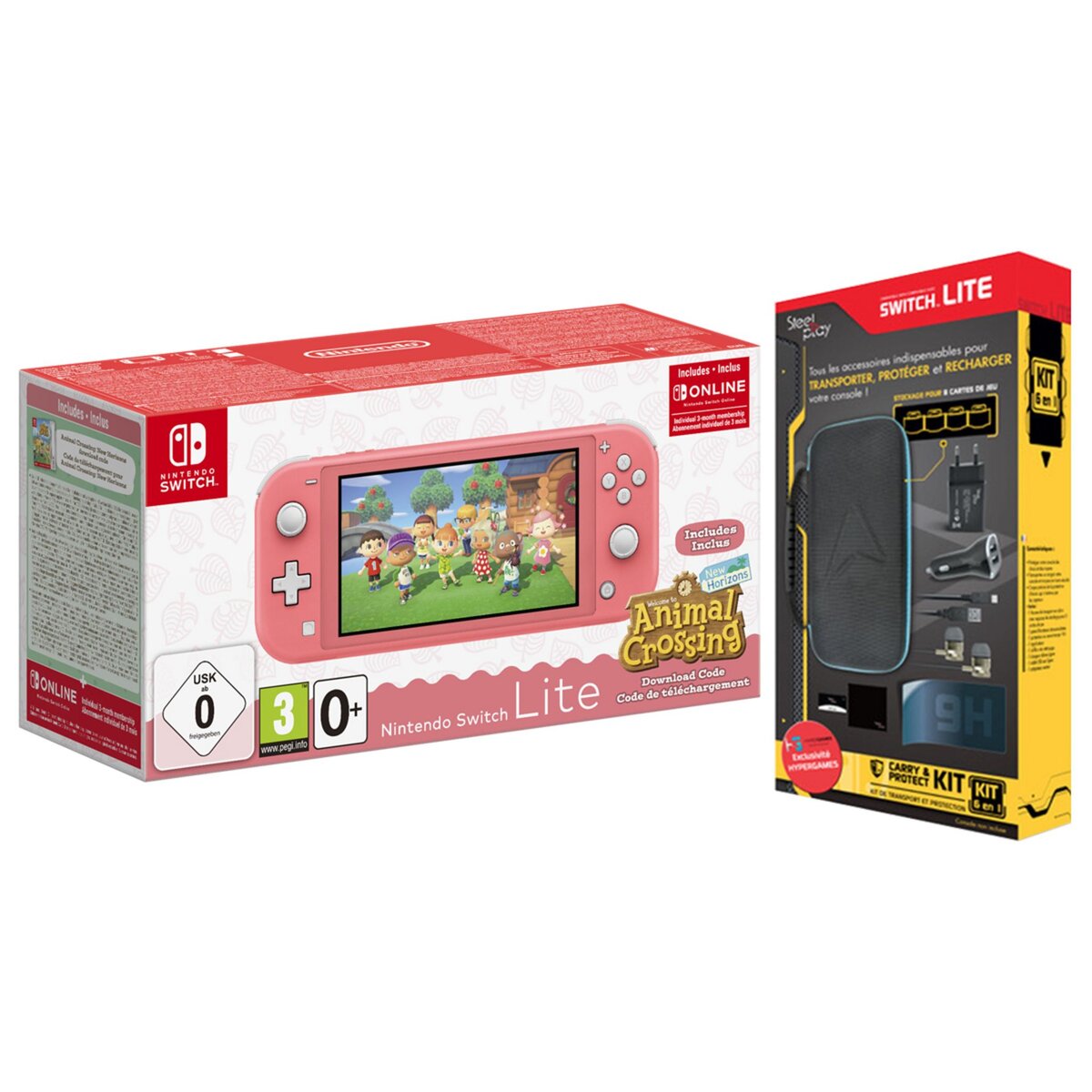 NINTENDO Exclu Web Console Nintendo Switch Lite Corail Animal Crossing + Pack Accessoires Exclusif 6 en 1