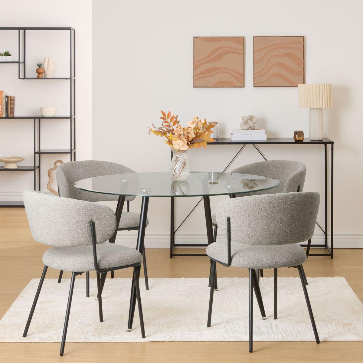 ATMOSPHERA Lot de 2 chaises en tissu chenille et pieds métal ALBA